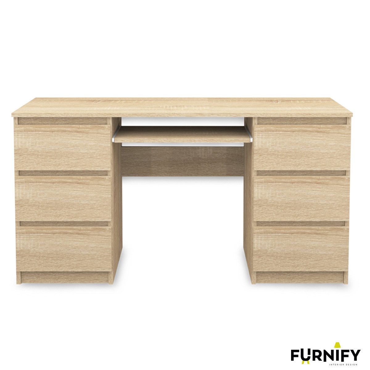 Furnify Schreibtisch Computertisch 6 Schubladen Schreibtisch Büro PC Tisch günstig online kaufen