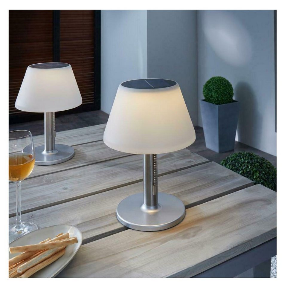 LED integriert LED Tischlampe 20 cm dimmbar silber Solarleuchte weiß Stehlampe Home-trends24.de Nachtlicht, fest