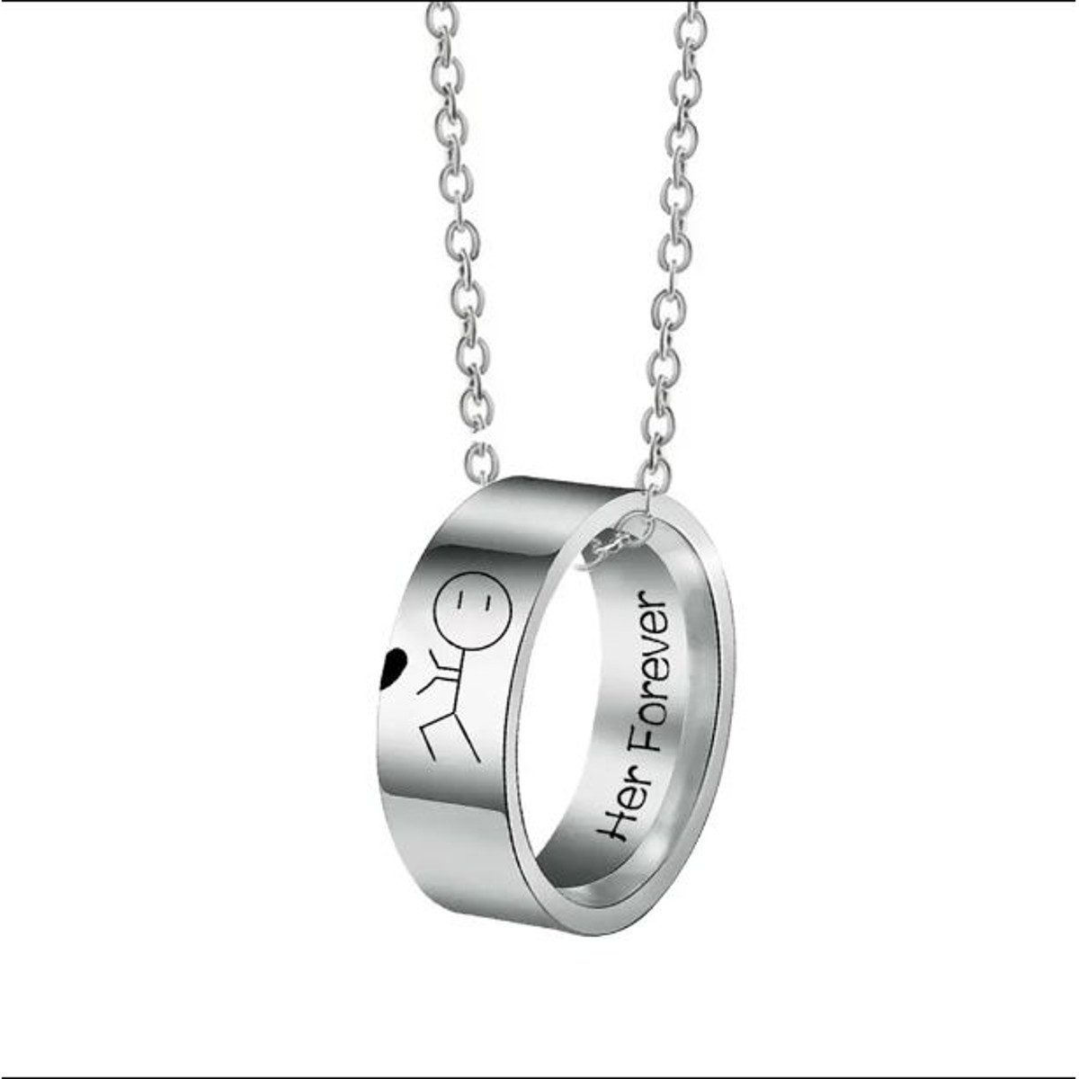 KARMA Edelstahlketten-Set Partnerketten Partnerschmuck Halsketten Ringe Paare (Geschenk für Ihn & Sie, 4-tlg., Paarschmuck Verlobung Hochzeit Geburtstag), Ketten Edelstahl Herz Pärchenschmuck Liebe
