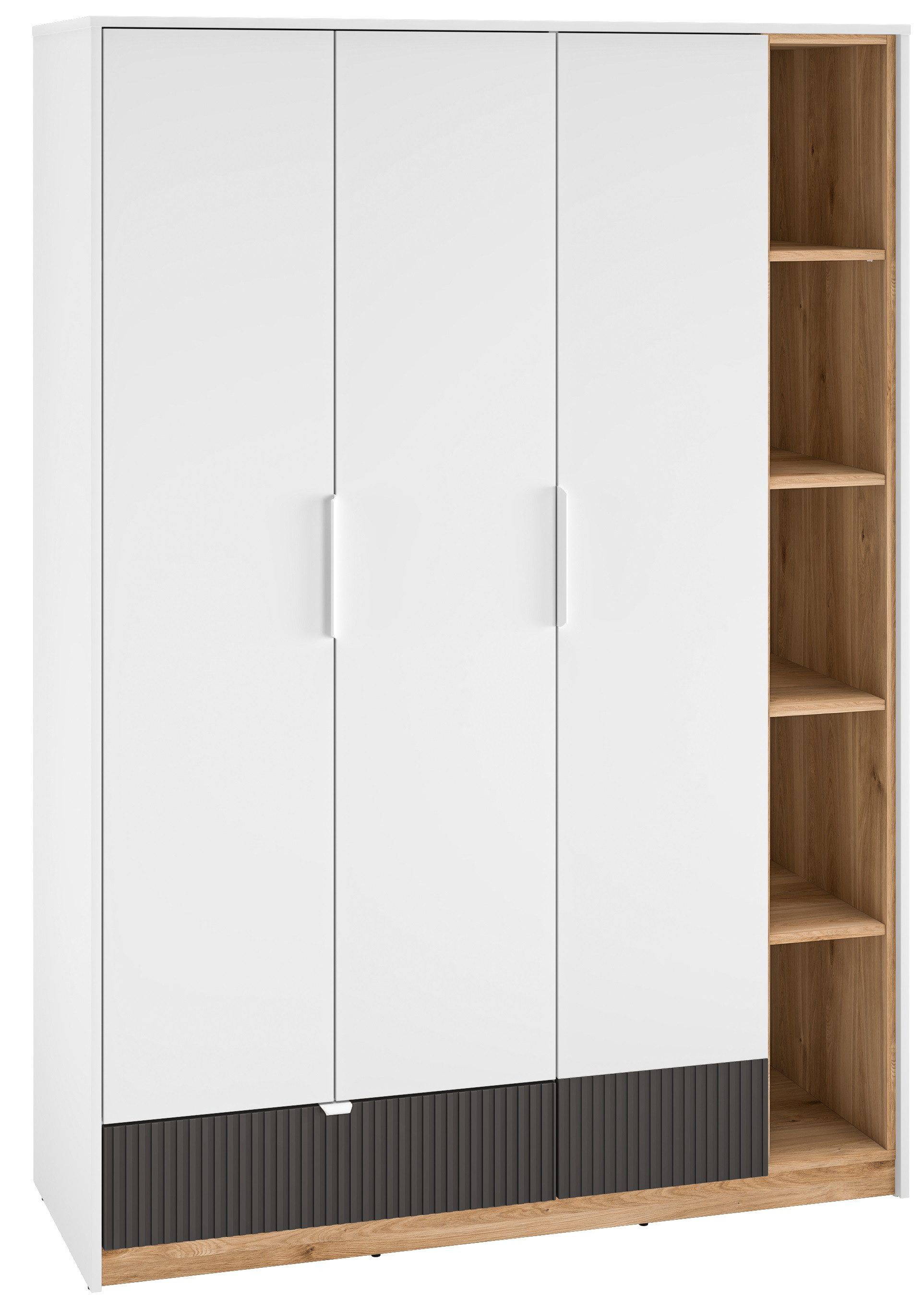 Kleiderschrank Torino 01 dreitürig mit offenem Regal 138x196x53