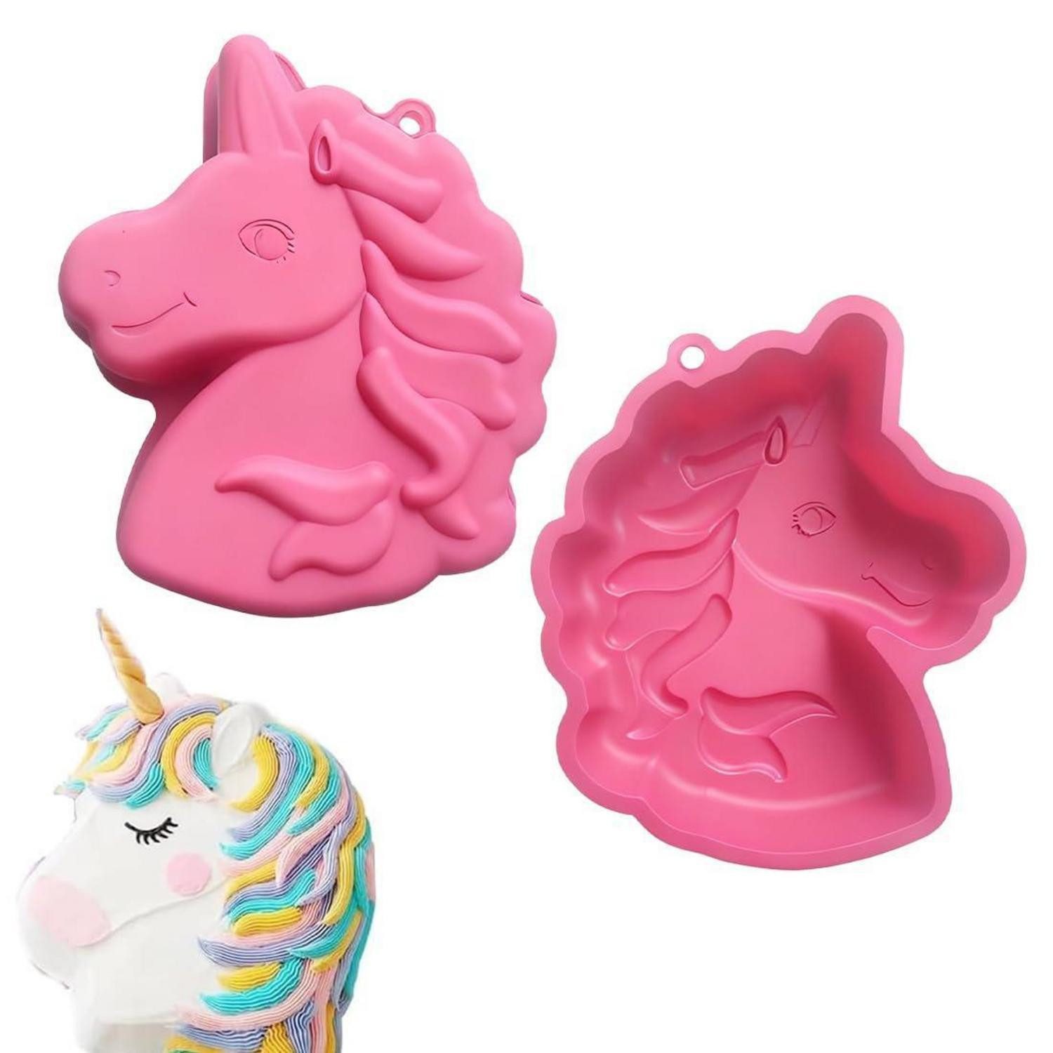 LuxusKollektion Silikonform Backform Einhorn 3D Silikon Rosa