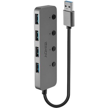 Lindy 4 Port USB 3.0 Hub mit Ein-/Ausschaltern USB-Kabel
