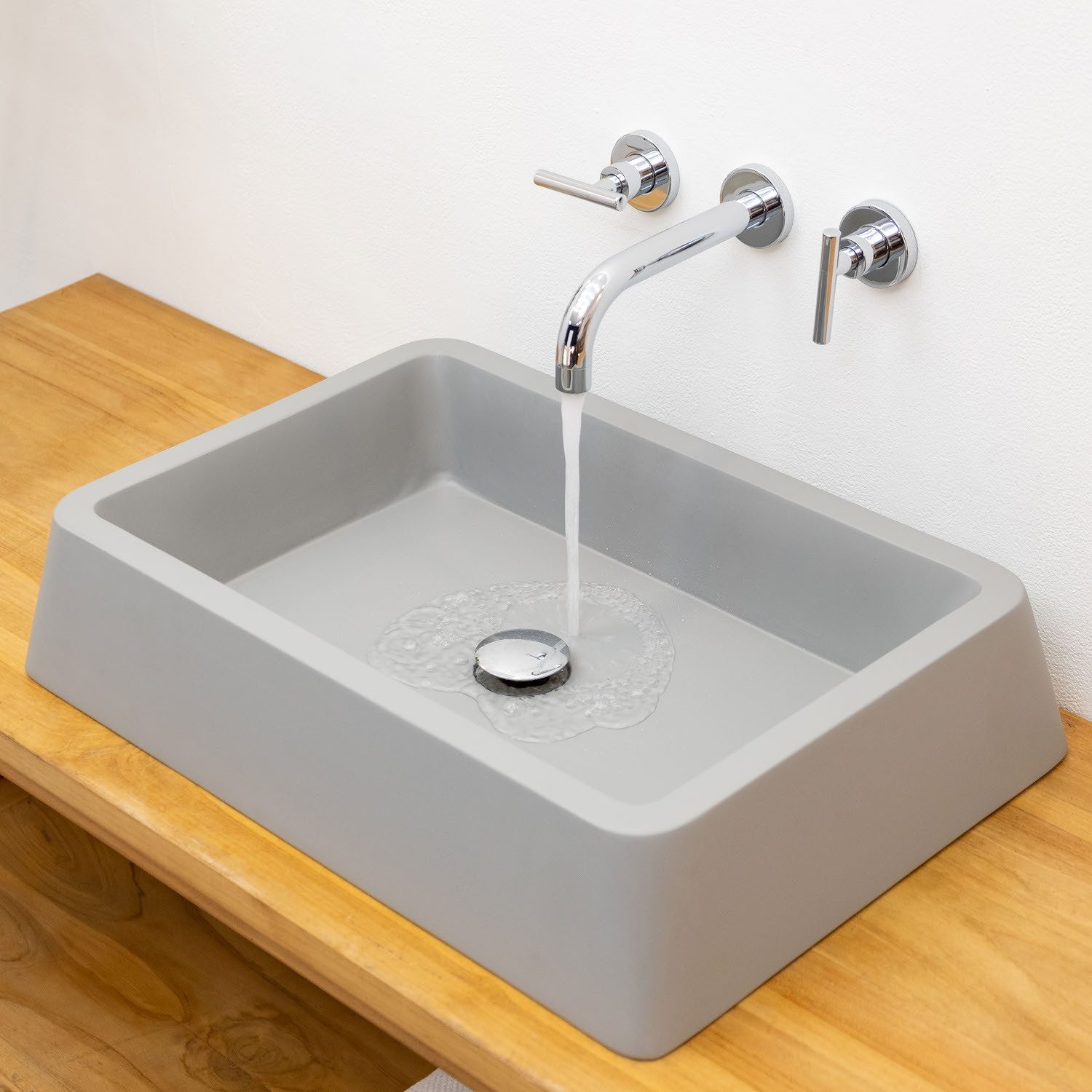 wohnfreuden Aufsatzwaschbecken Terrazzo Waschbecken ZOID 60 cm grau eckig (Kein Set), 4_125807
