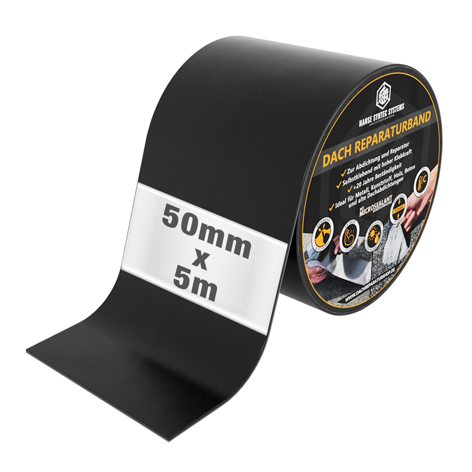 Hanse Syntec Systems Klebeband Dach Reparaturband MicroSealant® wasserdichtes Dichtband Butylband, selbstklebend, wasserdicht, UV-Sicher, witterungsbeständig
