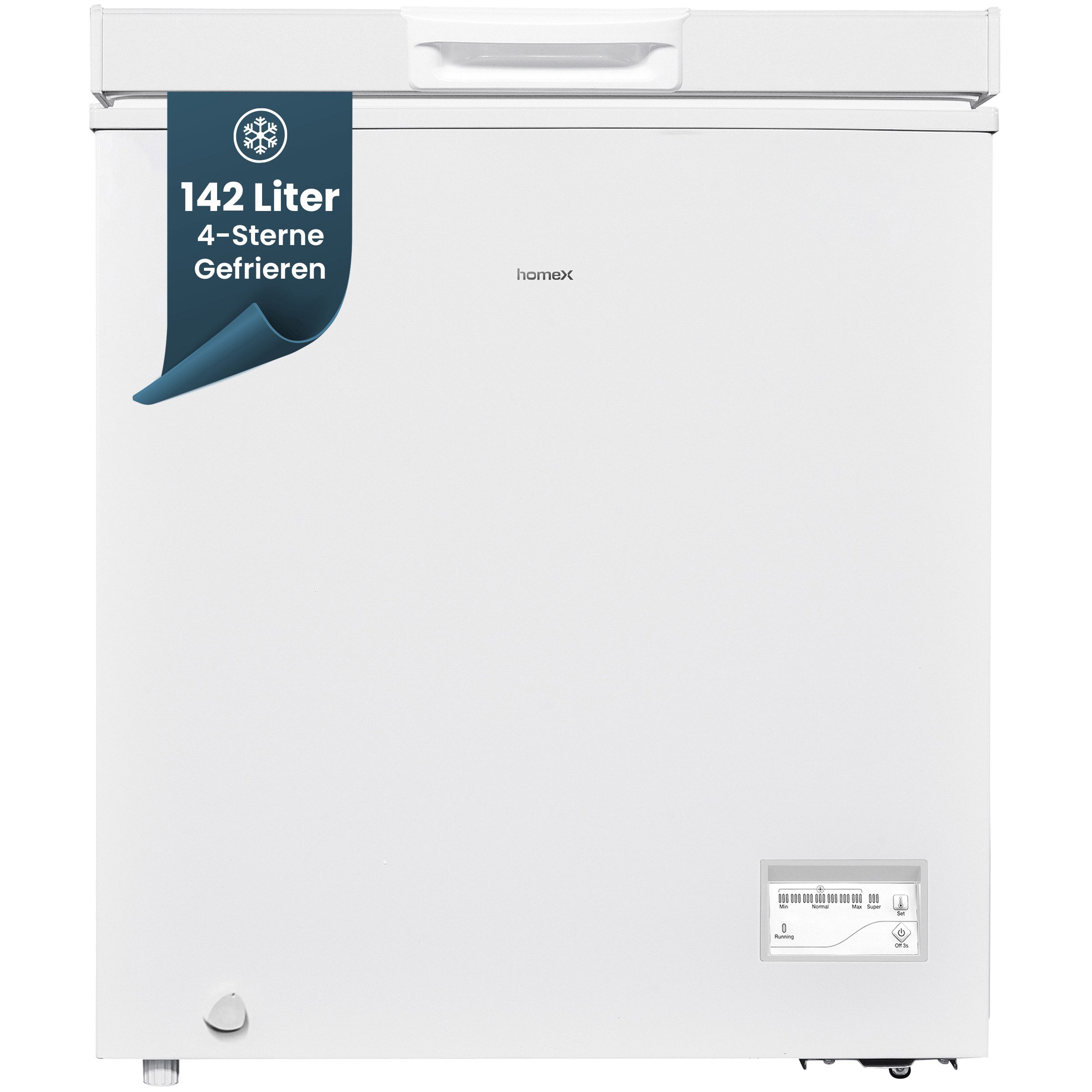 homeX Gefriertruhe FT1125-W, 70.5 cm breit, 142 l, Tiefkühltruhe klein, 142 Liter Nutzinhalt, Super-Frost-Funktion, weiß