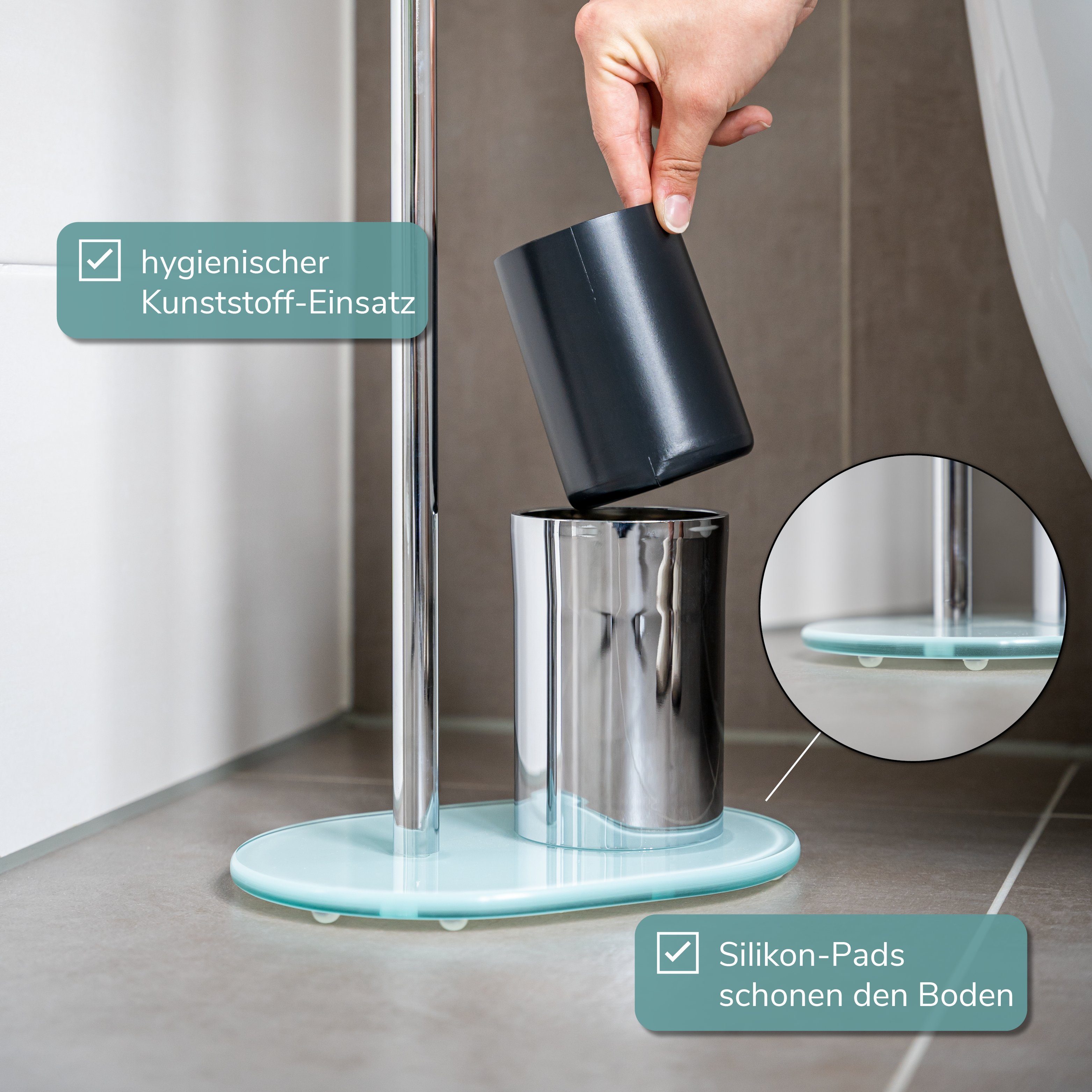 WC-Garnitur Glassockel, weiß, Stand-WC-Garnitur bremermann Badezimmer, (Komplett-Set) 3in1,