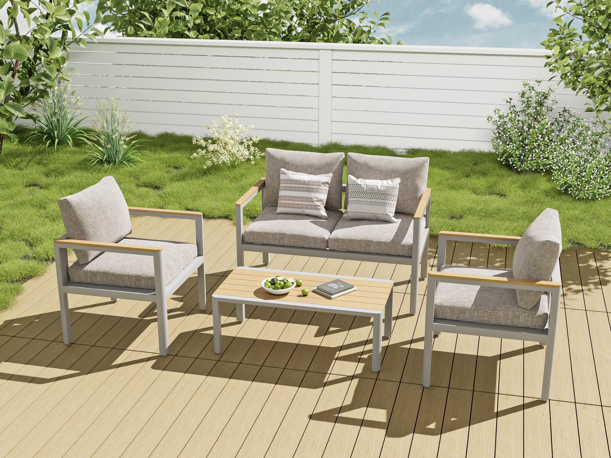 MeXo Gartenlounge-Set Balkonmöbel Set für 3-4 Personen, (Gartenmöbel Set au günstig online kaufen