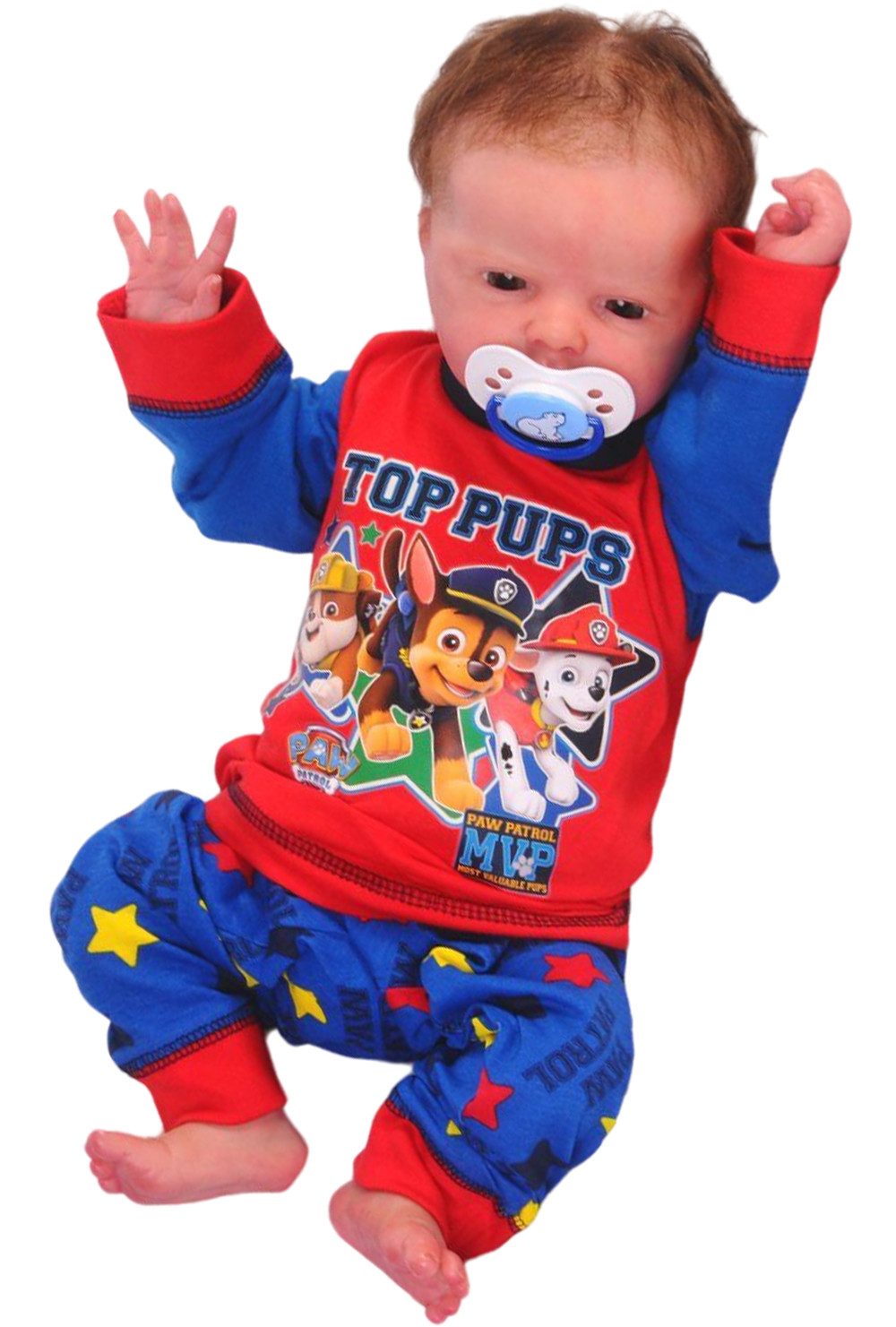 Pyjama Pyjama Schlafanzug für Babys und Kleinkinder in Rot aus reiner Baumwolle, mit Hunden Motive 62 68 74 80