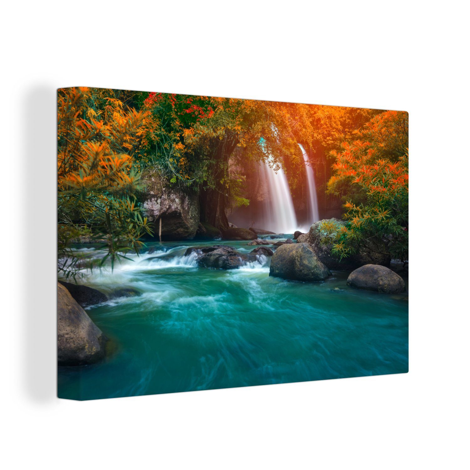 OneMillionCanvasses® Leinwandbild Wasserfälle im Herbst im Na Haew National Park in Thailand, (1 St), Wandbild Leinwandbilder, Aufhängefertig, Wanddeko, 30x20 cm