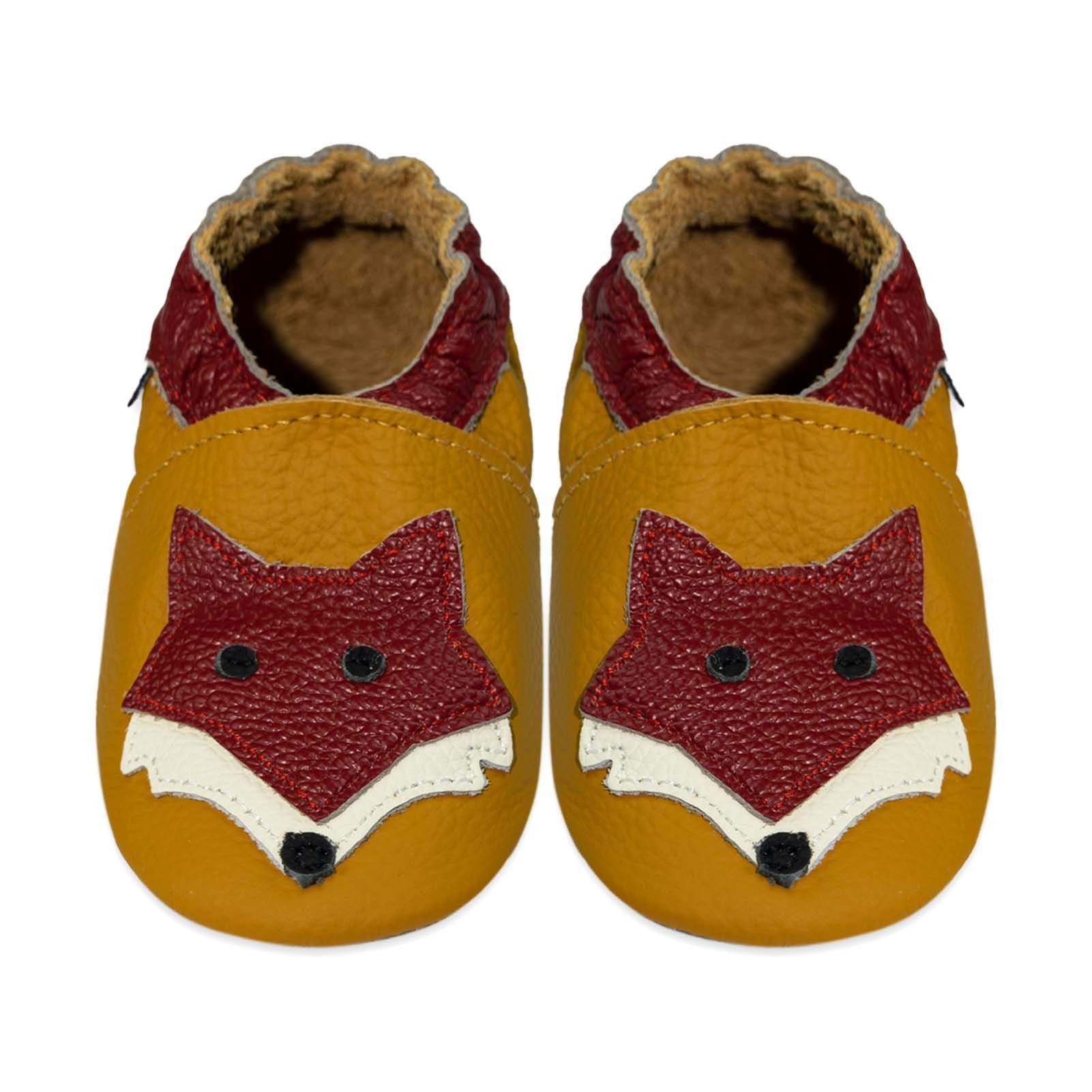 Mejale Weiche Leder Krabbelschuhe Hausschuhe Lederpuschen Fuchs Orange Hausschuh 100% Leder