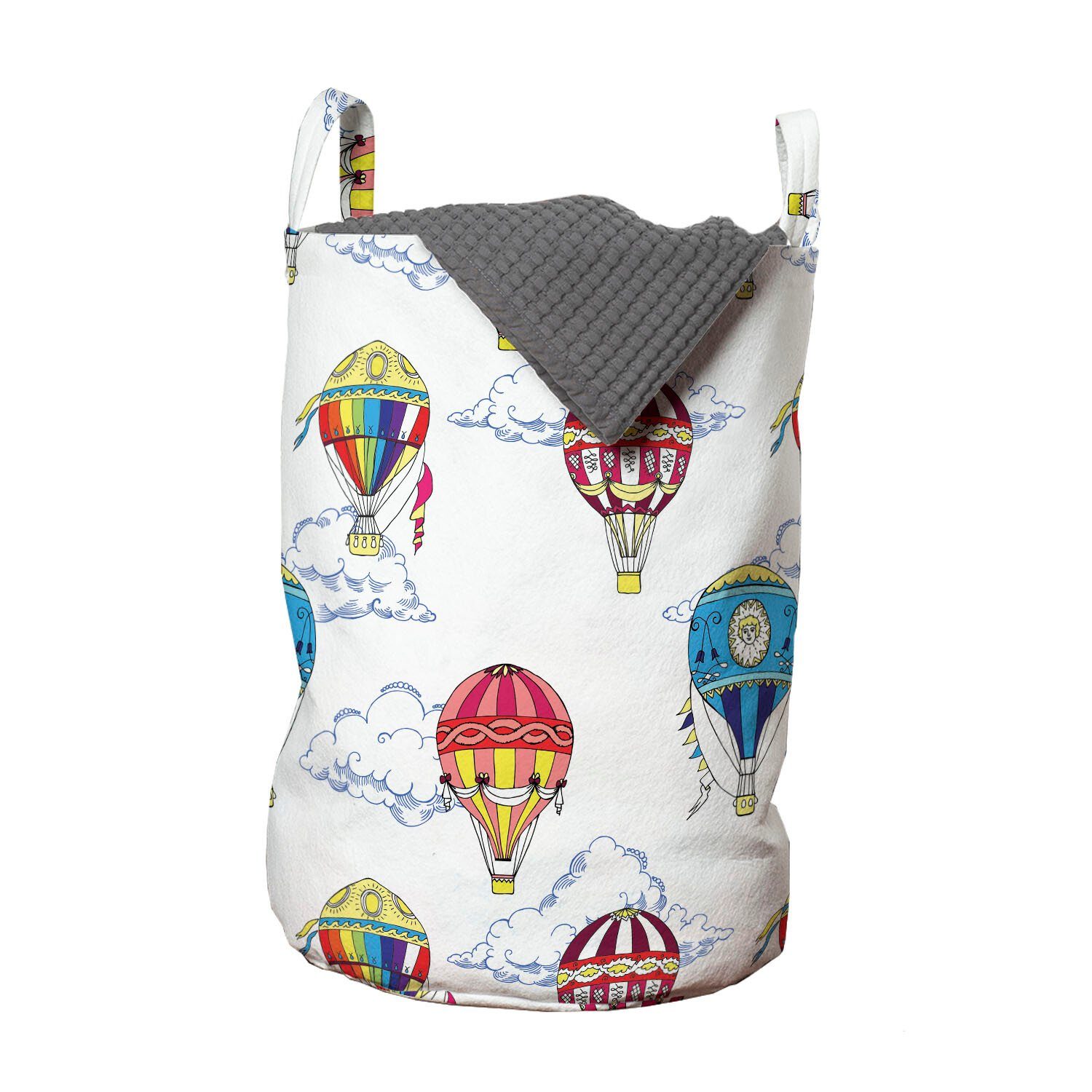 Wolken für Wäschesäckchen Jahrgang Griffen Heißluftballons Wäschekorb mit Kordelzugverschluss Abakuhaus Waschsalons,