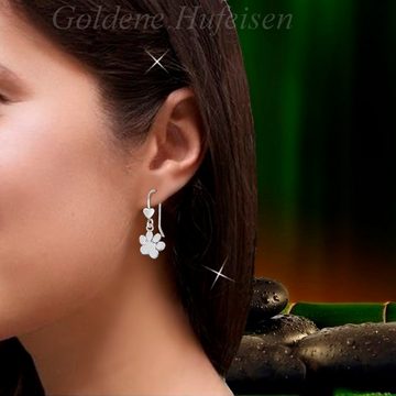 Goldene Hufeisen Paar Ohrhaken Pfoten Herz Ohrringe 925 Silber Ohrhänger, anlaufgeschützt