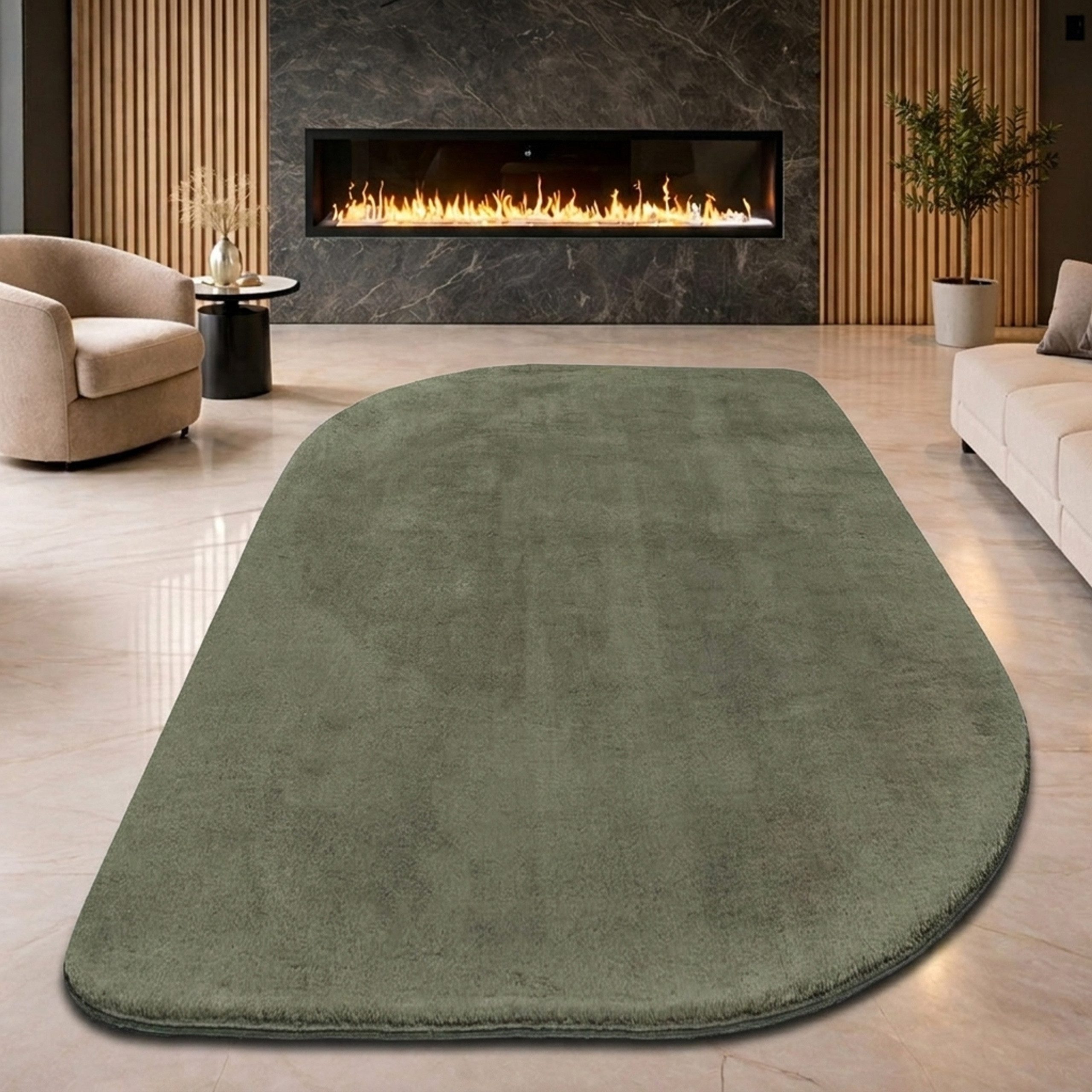 Carpetia Teppich Design Teppich Shape in eleganter Freiform weich Forest Grün, rechteckig, Höhe: 19 mm