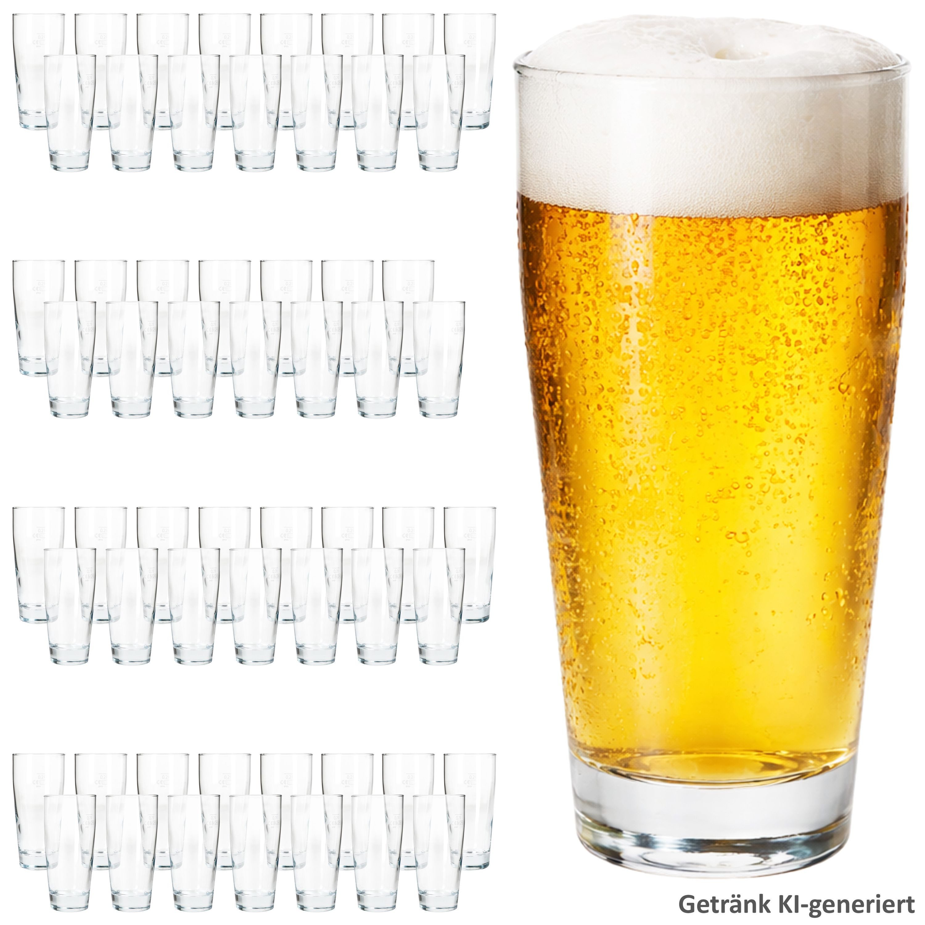 MamboCat Bierglas MamboCat 60er Set Willibecher 0,2 L geeicht Bierglas Trinkglas Drinks, Glas