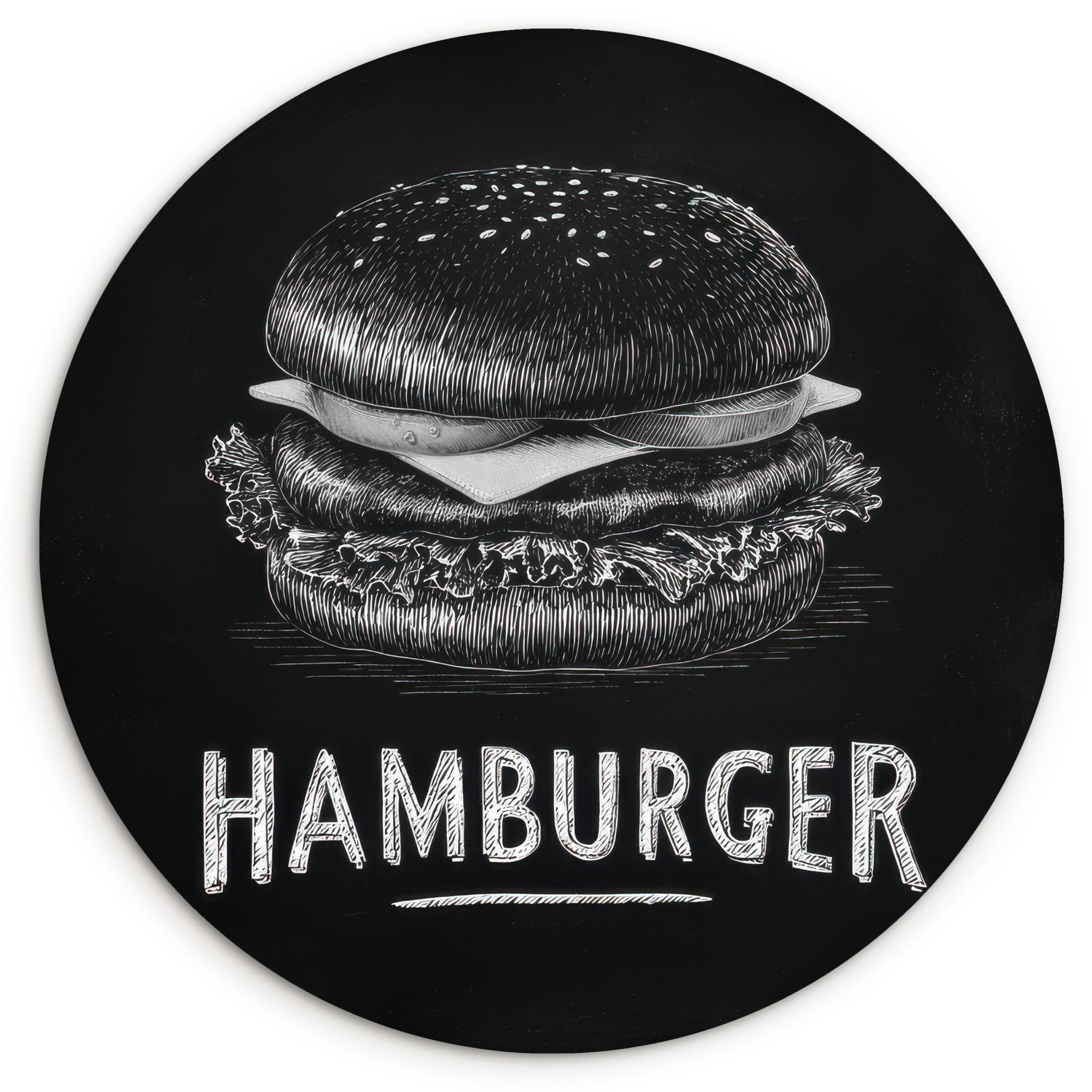 MuchoWow Gemälde Hamburger - Kreidetext - günstig online kaufen