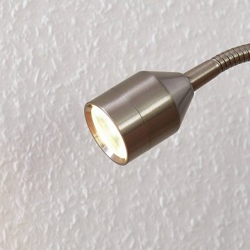 Lindby Klemmleuchte Djamila, LED-Leuchtmittel fest verbaut, warmweiß, Modern, Eisen, Acryl, nickel satiniert, 1 flammig, inkl. Leuchtmittel