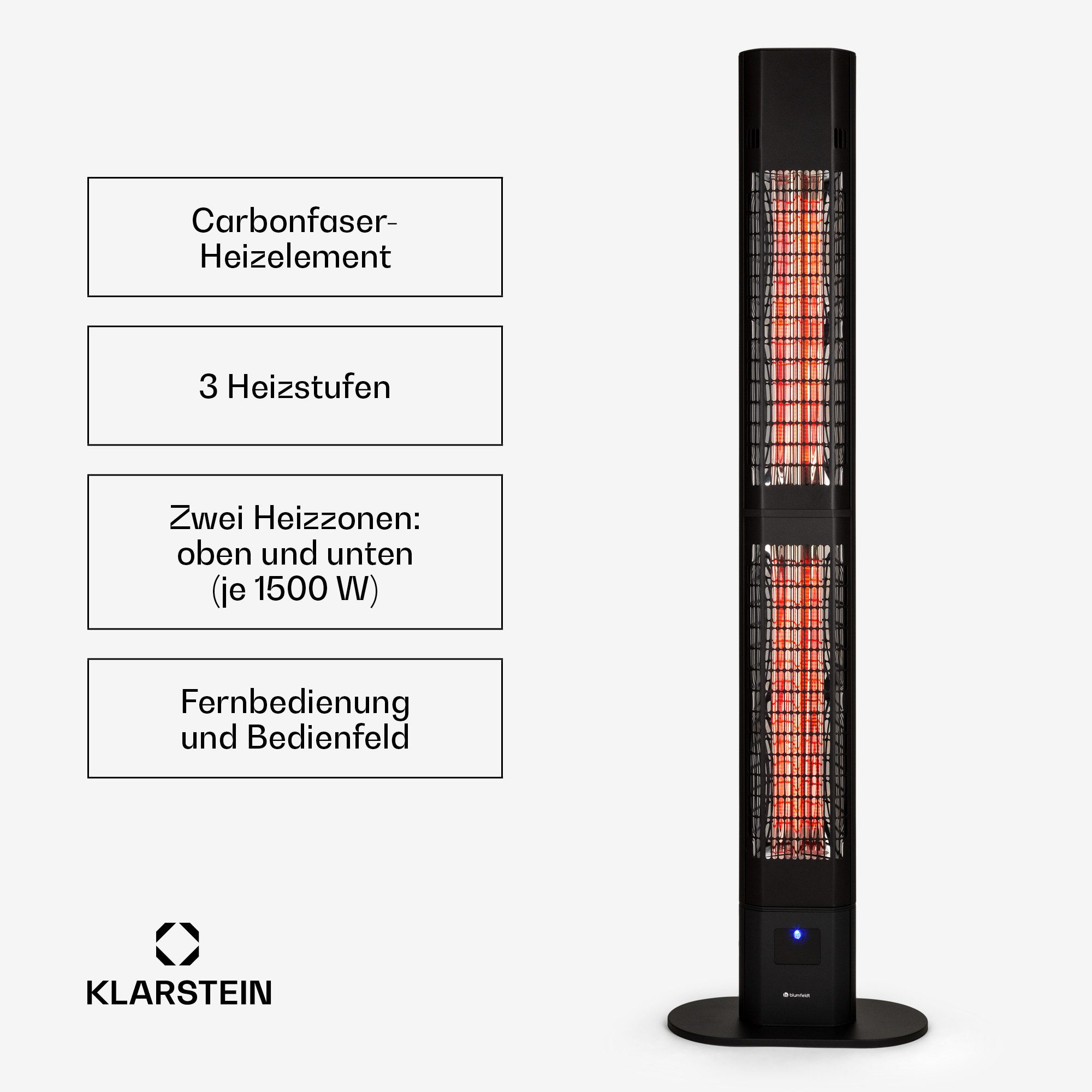 blumfeldt Terrassenstrahler Heat Guru 3000, Infrarot Heizstrahler Terrasse Terrassenheizstrahler Infrarotstrahler