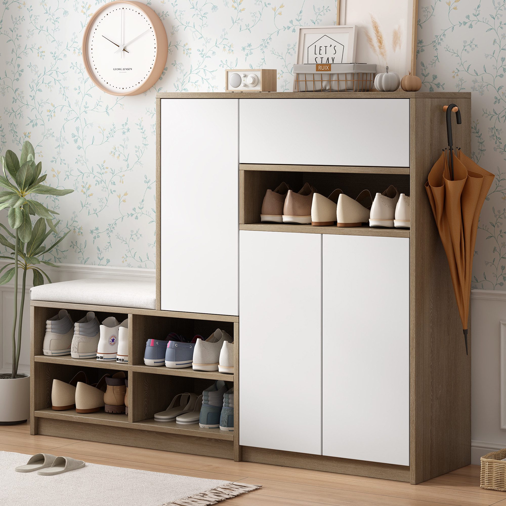 Schuhschrank mit Sitzbank Schuhkommode Schuhbank Schuhregal,Schuhkipper