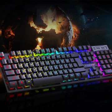 KINSI Mechanische Gaming-Tastatur,kabelgebundene Tastatur,RGB-Mischlicht Gaming-Tastatur