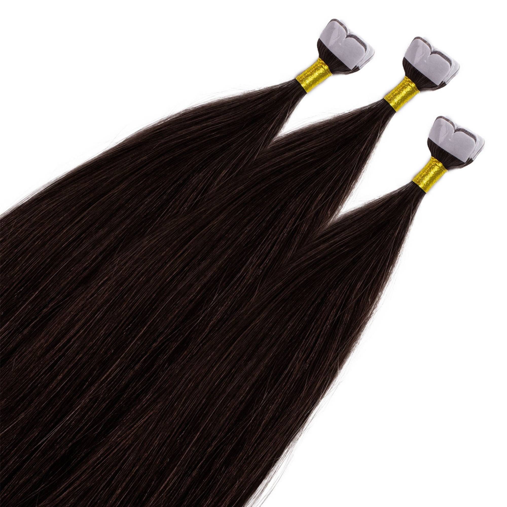 hair2heart Echthaar-Extension Premium Mini Tape Extensions #4/77 Mittelbraun Intensiv 40cm