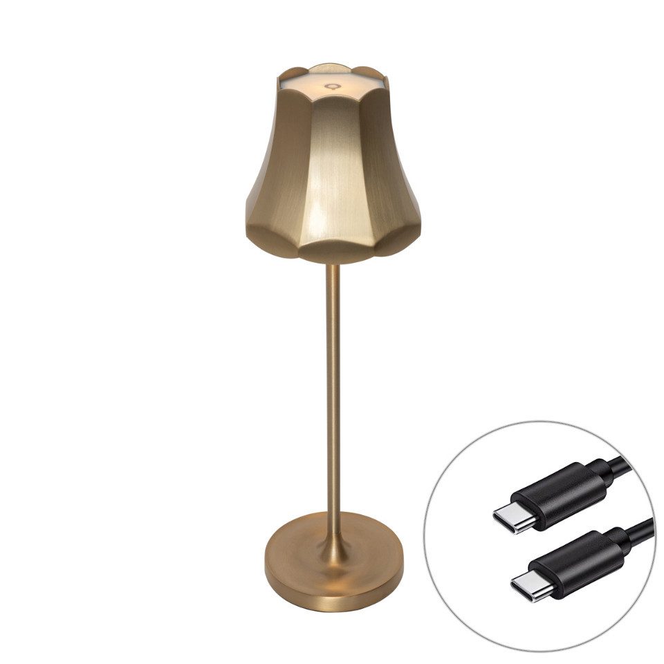 Qazqa Außen-Stehlampe Granny retro, LED fest integriert, (nicht austauschbare) LED, Gold, Retro, Aluminium, 1-flammig
