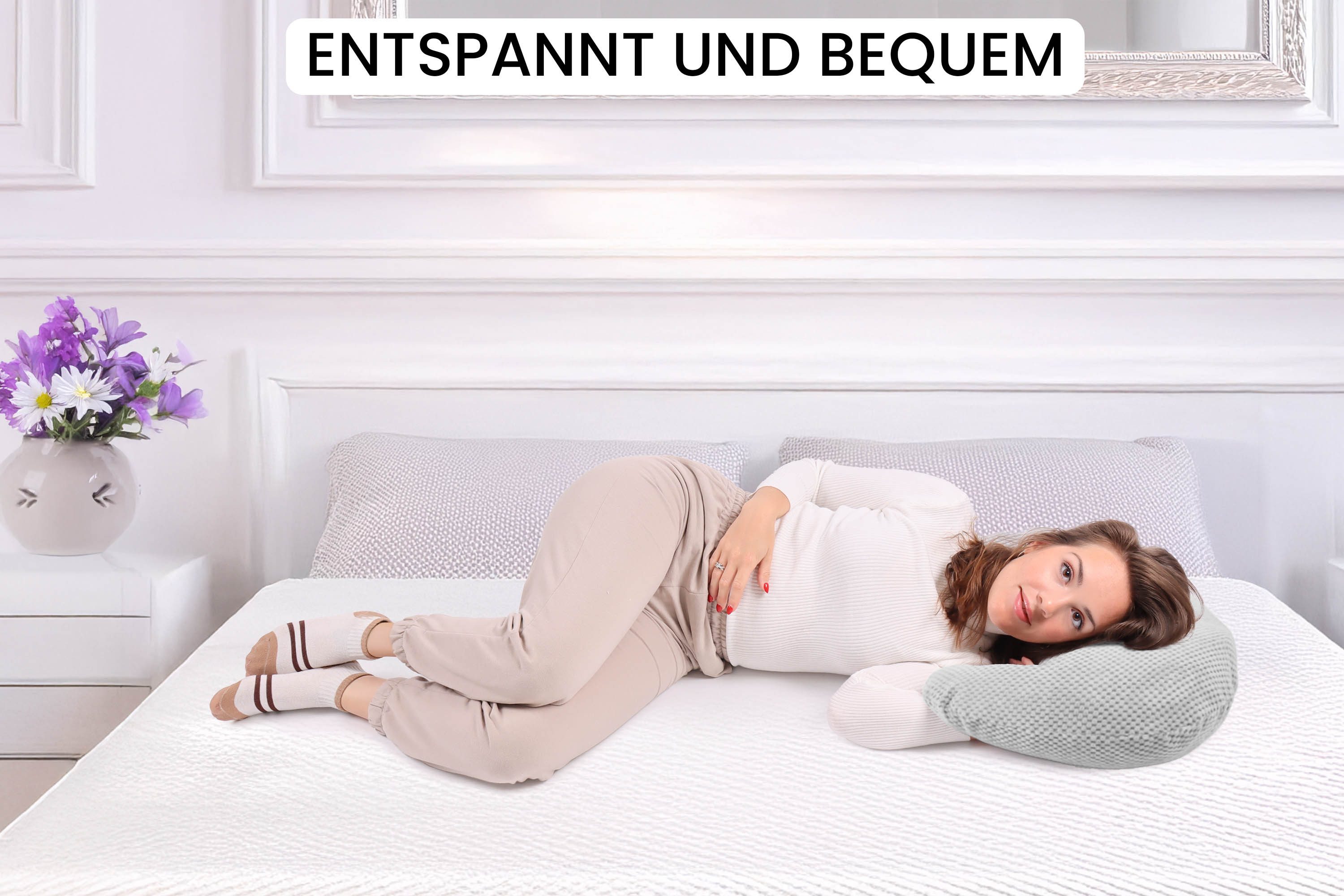 Amilian Stillkissen Stillmond Stillhörnchen klein - Mondkissen - Babykissen, weich, Reißverschluss, EU-Herstellung – Bild 4 von 5