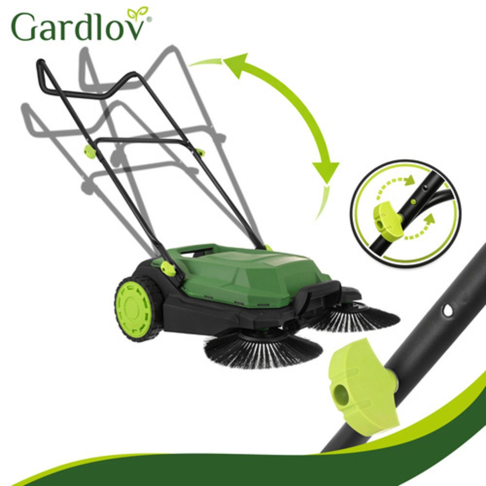 Gardlov Handkehrmaschine Nexo Laubkehrer Handkehrmaschine, 70 cm Arbeitsbreite, (Spar-Set, 1-St., 3-Bürsten-System), sammeln nassen sowie trockenen Schmutz gründlich auf
