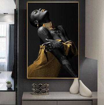 TPFLiving Kunstdruck (OHNE RAHMEN) Poster - Leinwand - Wandbild, Afrikanische Frau (Verschiedene Größen), Farben: Leinwand bunt - Größe: 20x30cm