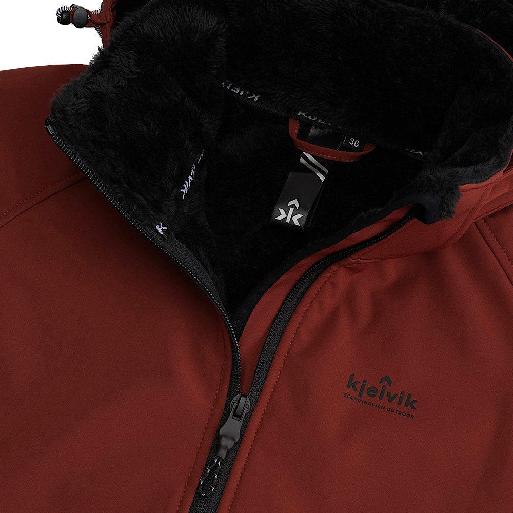 Kjelvik Softshelljacke Zanne Outdoor Funktionsjacke Polar Fleece mit abnehmbarer Kapuze, Wind- und Wetterschutz, wärmendes Teddyfutter