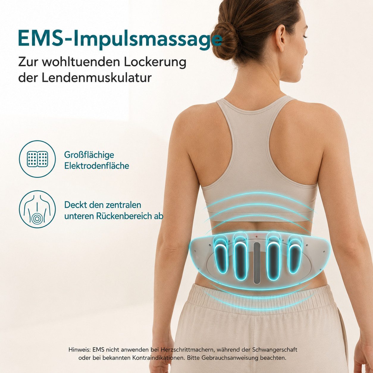 ibettertec Massagegerät Elektrisches Rückenmassagegerät für Lendenwirbel, Rückenmassagegerät mit Wärme & EMS-Impuls 3 Heizstufen 3 Massageprogramme, Lenden-Zugmassagegerät mit Wärme Vibration, Krümmungsfunktion, Lendenwirbel-Zugmassagegerät mit Luftkissen-Hub & Fernbedienung