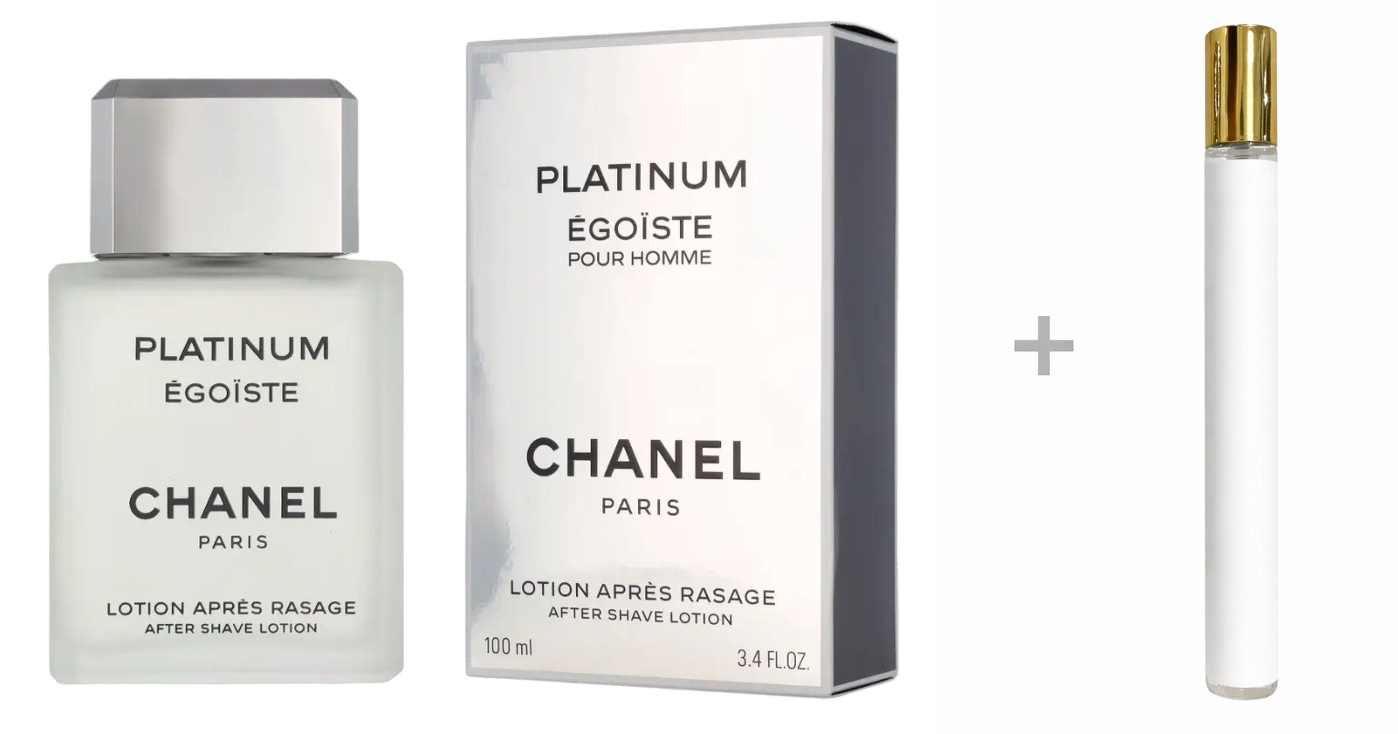 CHANEL After Shave Lotion Egoiste Platinum Herren + Reiseduft, CHANEL, für Männer nach der Rasur, Männer After Shave
