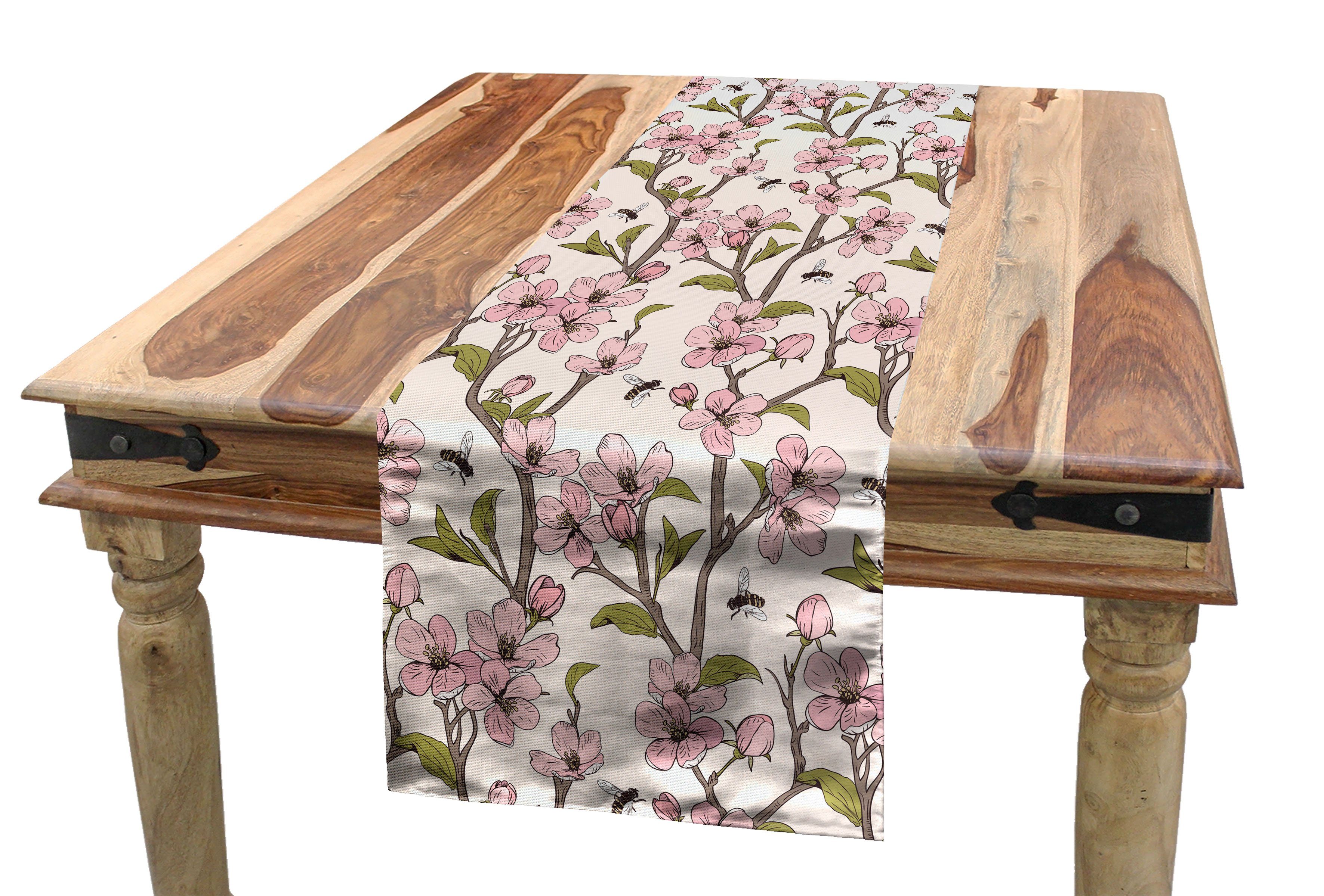 Abakuhaus Tischläufer Esszimmer Küche Rechteckiger Dekorativer Tischläufer, Blumen Vintage Garden Art Design