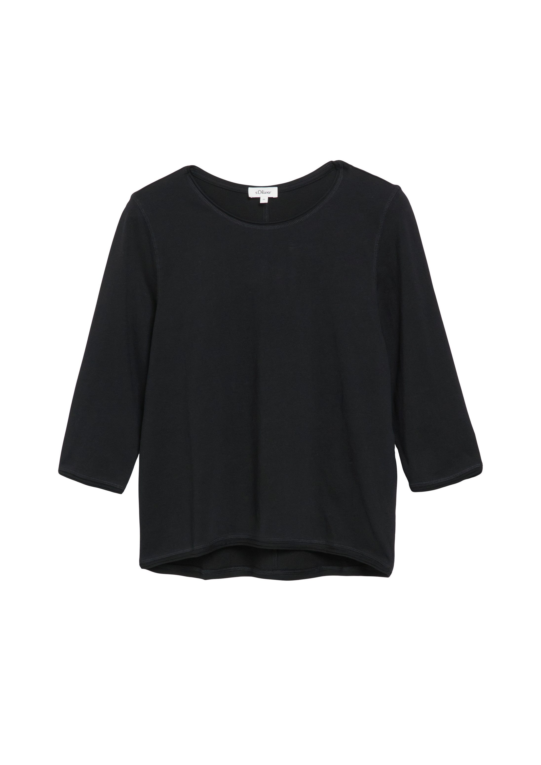 s.Oliver 3/4-Arm-Shirt T-Shirt T-Shirt mit Rollkante im Relaxed Fit