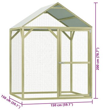 vidaXL Voliere Hühnerkäfig 1,5x1,5x2 m Kiefernholz Imprägniert und Stahl