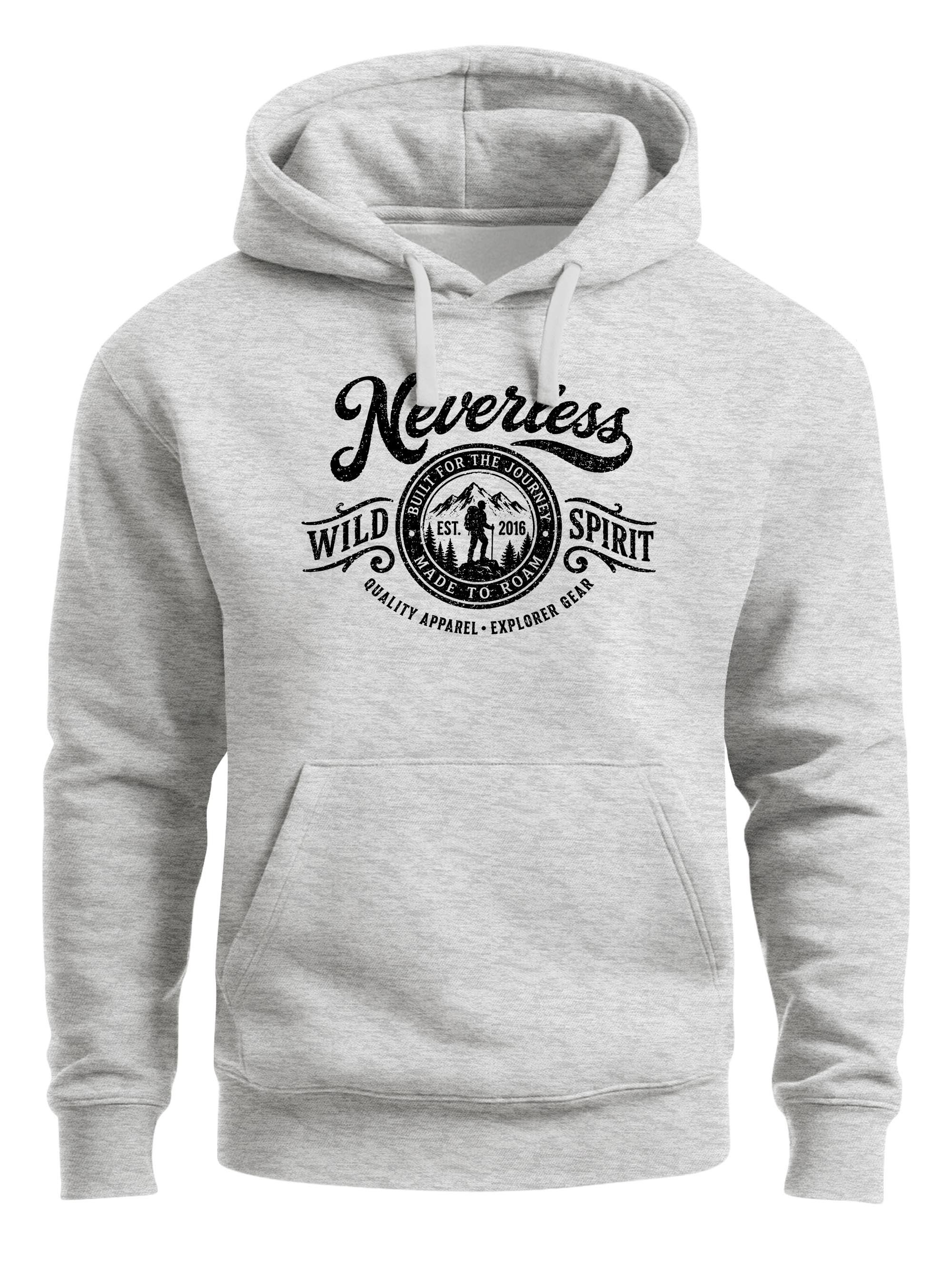Neverless Hoodie Hoodie Herren Print - Wild Spirit - Aufdruck Kapuzensweatshirt Männer