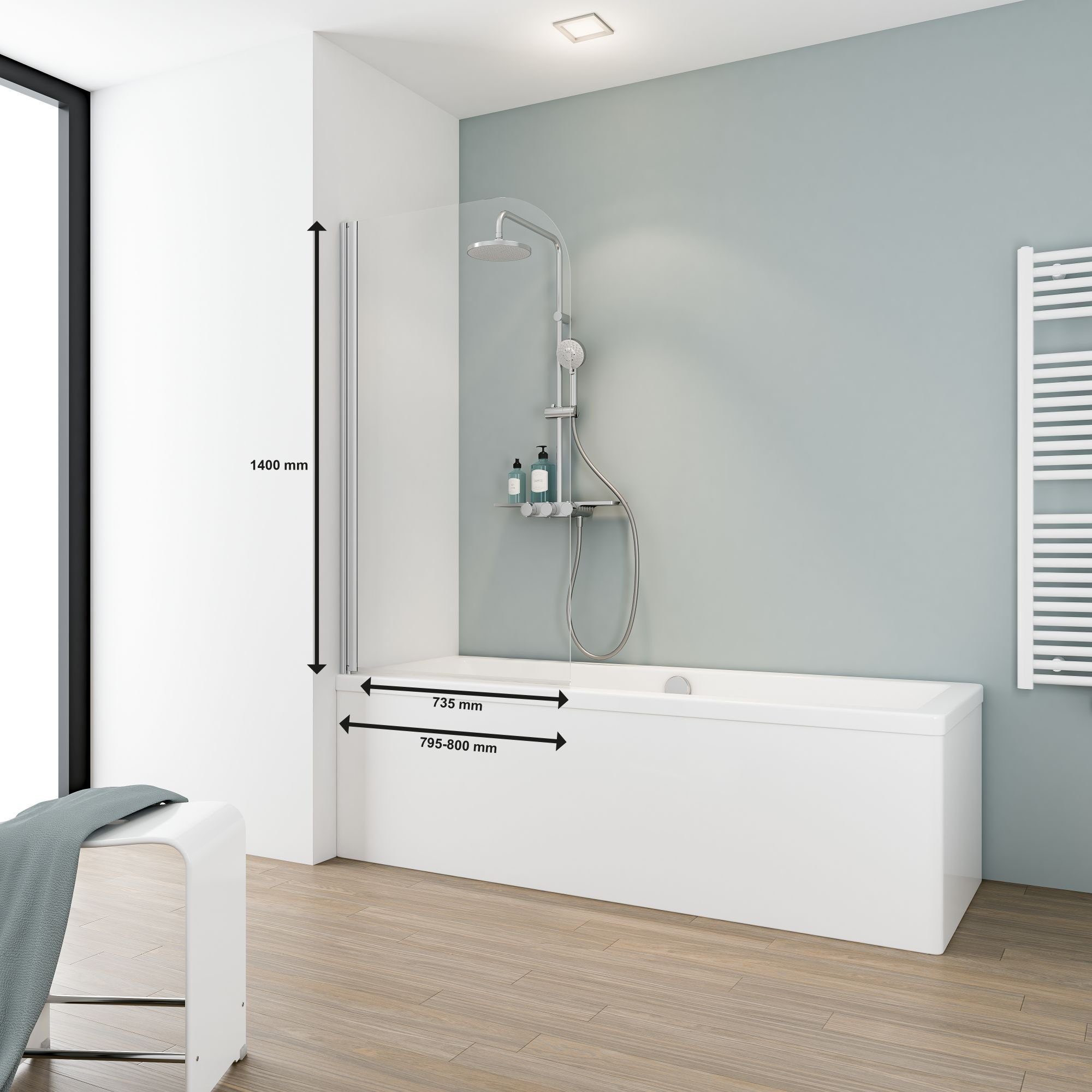 Schulte Badewannenfaltwand Duschwand für Badewanne, Klar Hell, Sicherheitsg günstig online kaufen