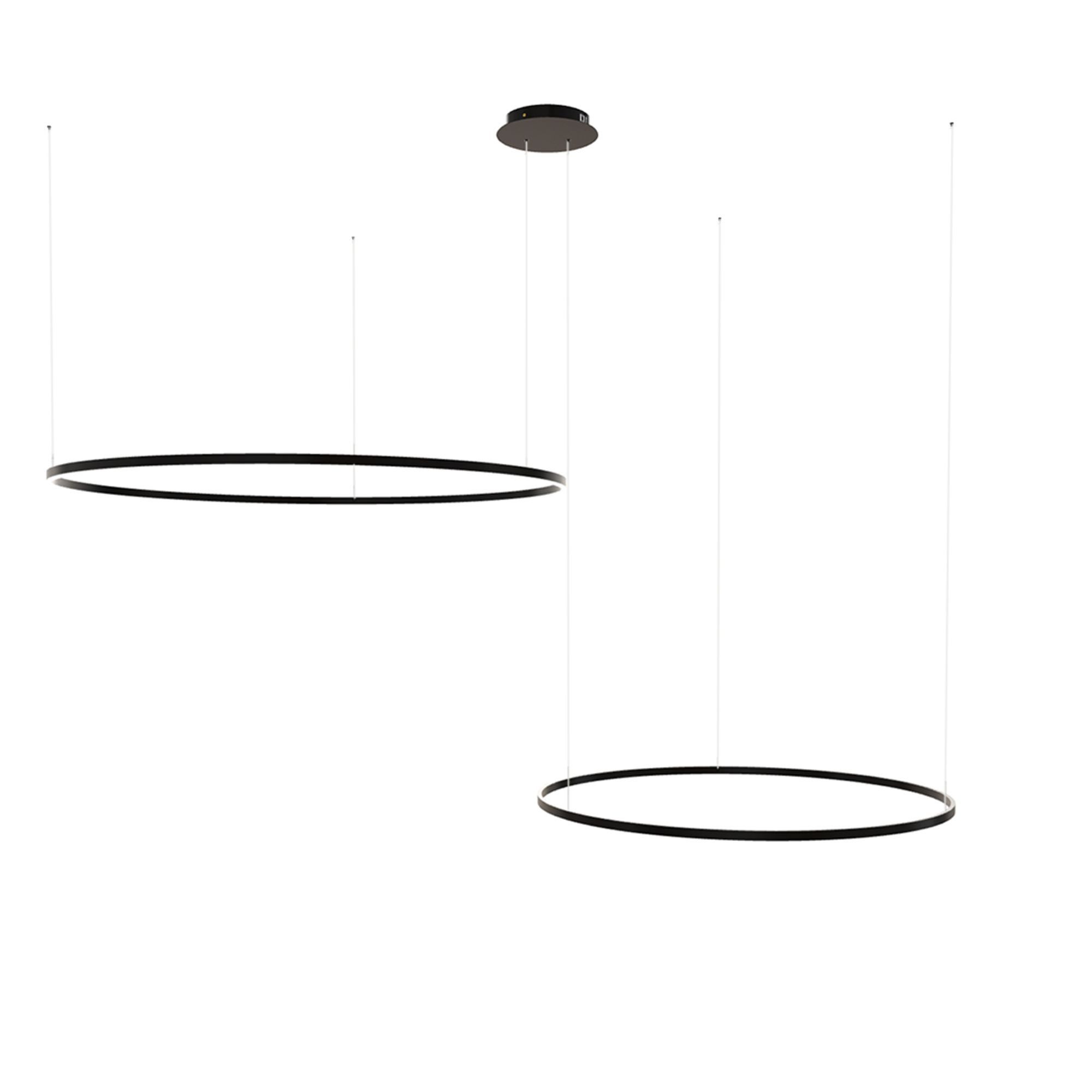 s.luce Pendelleuchte LED 2er-Ring Hängelampen Kombination Exzentrisch Schwarz, Warmweiß