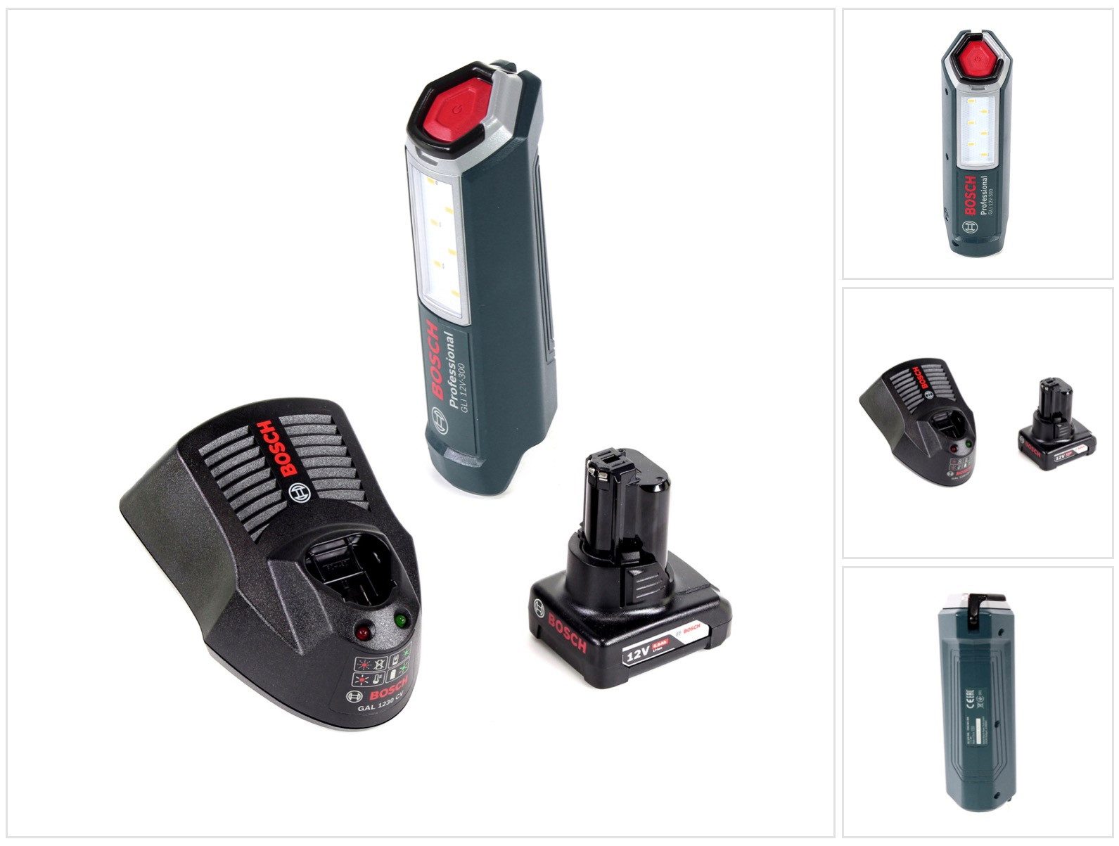 Bosch Professional Baustrahler Professional GLI 12V-300 Akku Lampe + 1x GBA 12V 6,0 Ah Akku + GAL 12