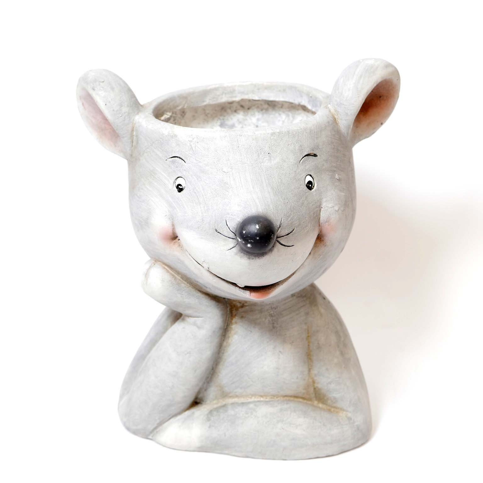 B&S Blumentopf Blumentopf Pflanzer Maus aus Magnesia für Innentöpfe bis zu Ø 14 cm (1 St)