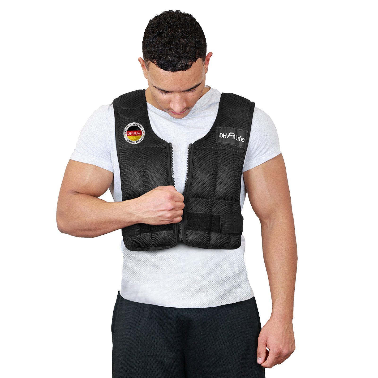 DH FitLife Gewichtsweste Verstellbar 10/20/30KG zum Muskelaufbau u. Krafttraining, (Weighted Vest, Laufweste), Laufweste Damen Herren, Fitness Trainingsweste