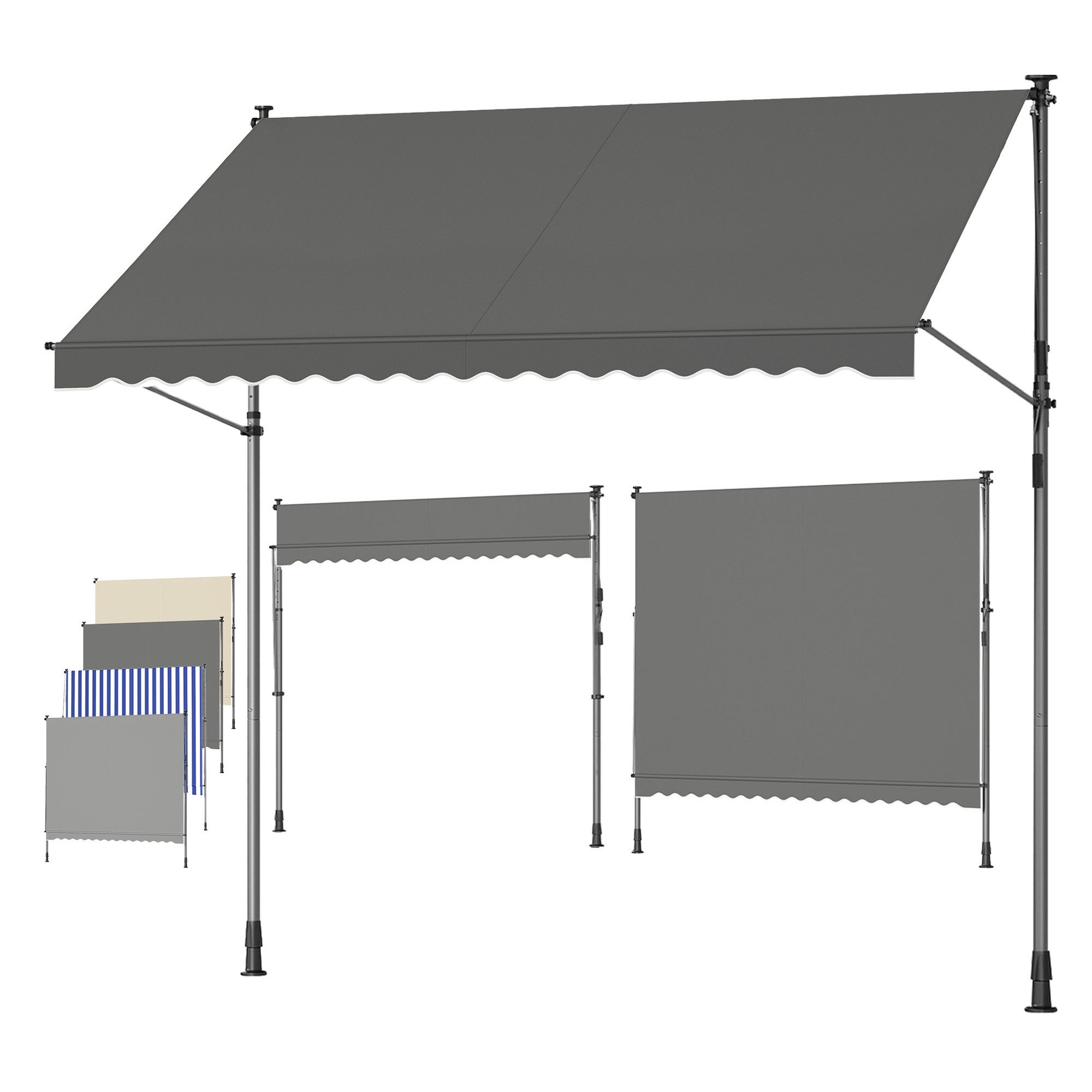 SONGMICS Klemmmarkise Balkonmarkise höhenverstellbar UV-beständig wasserabweisend (ohne Bohren mit Handkurbel inkl. Zubehörpaket & Anleitung) Sonnenschutz, 300 x 120 x 220–300 cm (L x B x H)