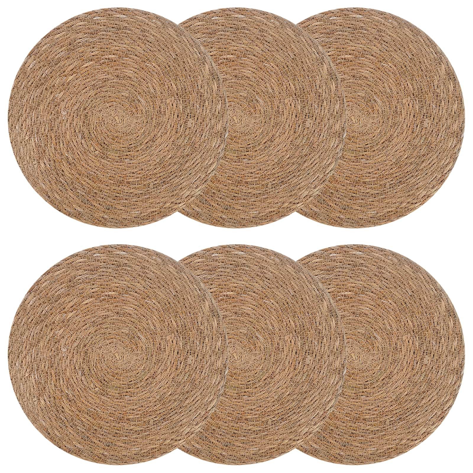 vidaXL Platzset Seegraskissen 6 pcs Natur Ø 30 cm 100% Seegras, (6-St)