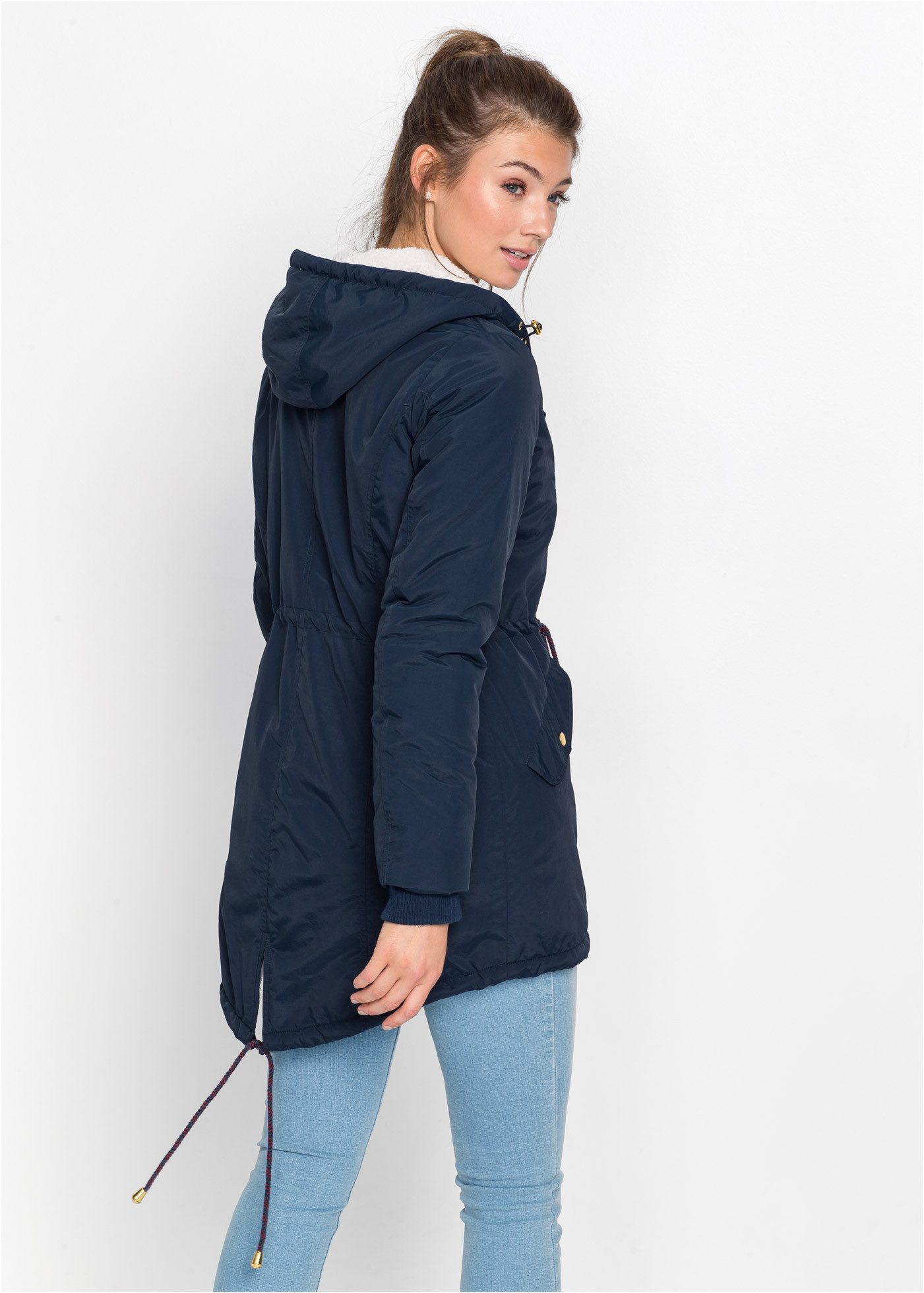 bonprix Parka Winterjacke als Parka mit Teddy-Fleece und Kapuze