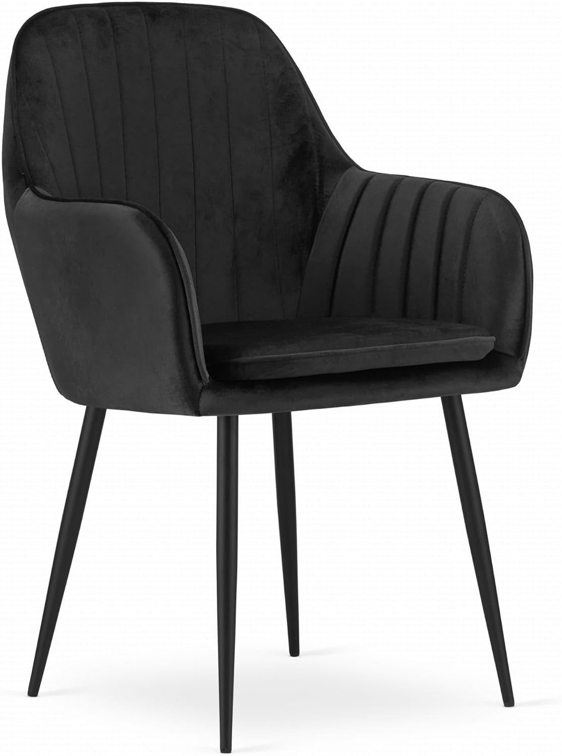 Esszimmerstuhl Stuhl Schwarz mit Ergonomie, abnehmbarem Kissen & Metallbeinen