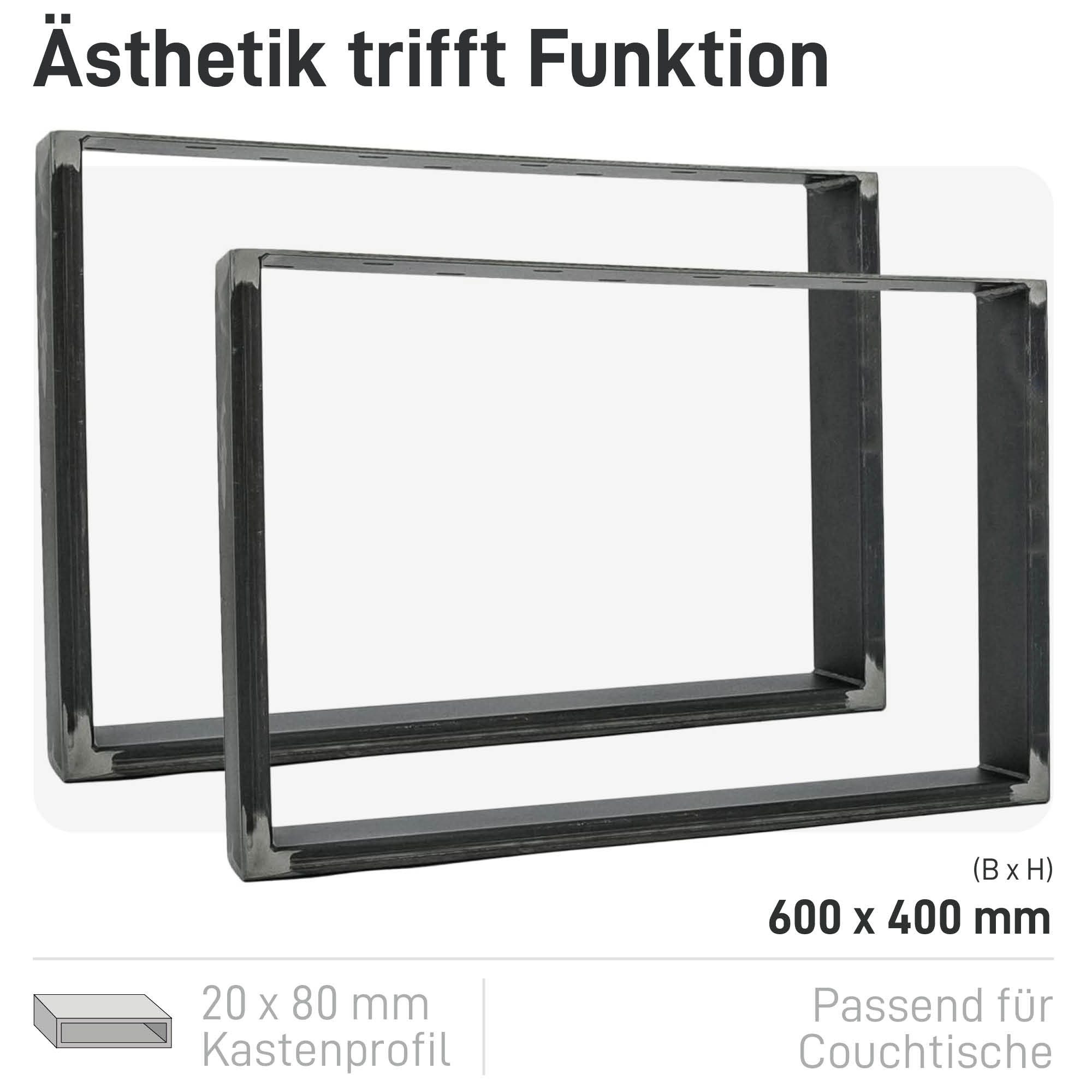 Natural Goods Berlin Möbelkufe RECHTECK, (2-St), Tischkufen, B600 x H400 - Couchtisch, Industrial (matt)