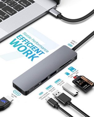 vokarala USB-Adapter, USB C Adapter MacBook Pro Adapter, 7 in 1 mit 4K HDMI-Ausgang, kompatibel für Laptop und andere Typ- C- Geräte (PD TF Kartenleser 100W)