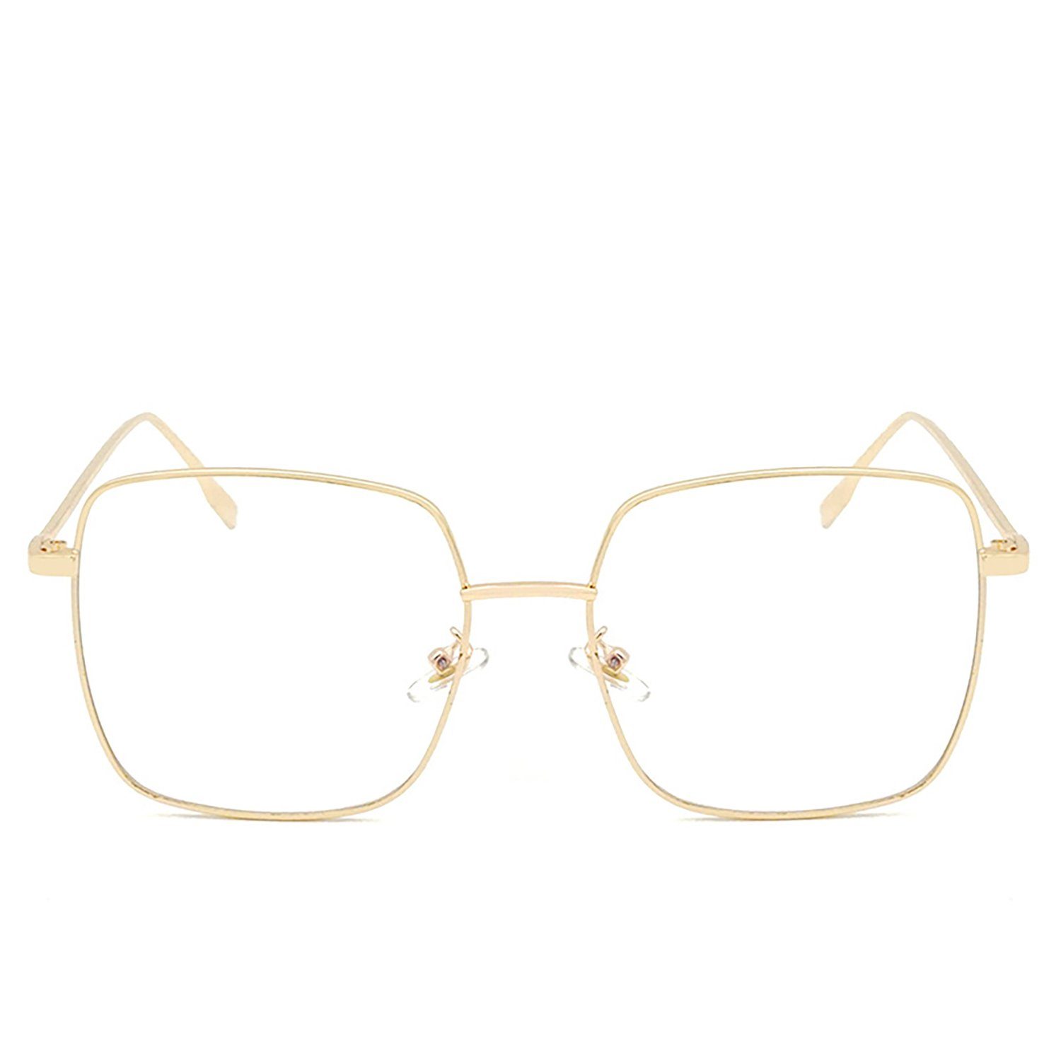 yozhiqu Brillengestell Blaulichtfilter-Brillenrahmen, übergroße Brillen, Retro-Metallrahmen, Retro-Metallrahmen, klare Gläser, für Damen und Herren