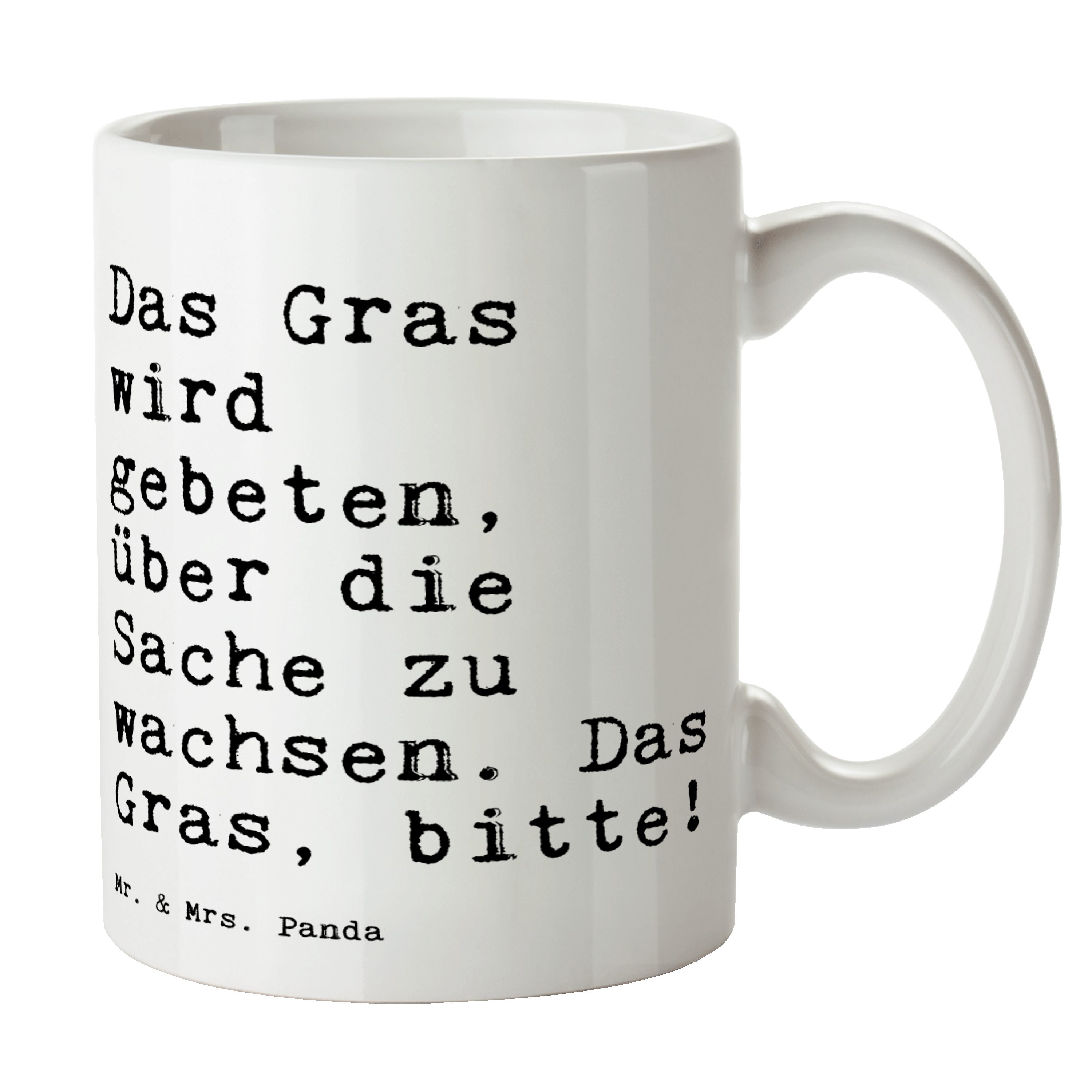 Trostpflaster, Geschenk, Gras Keramik & - Weiß Panda Mrs. Das Tasse Mr. - Keramikta, wird gebeten,...