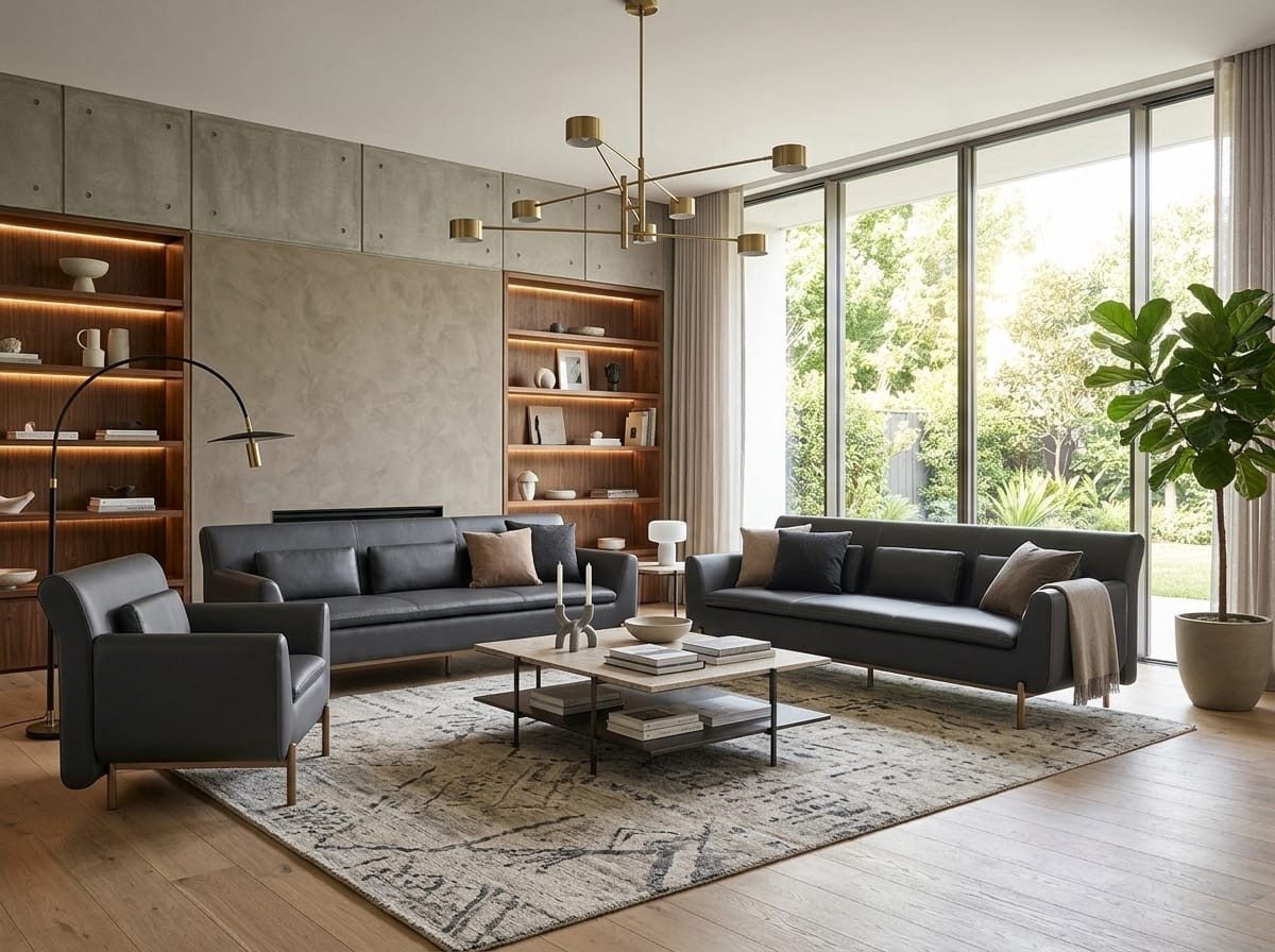 Xlmoebel Polstergarnitur Sofa 3-Sitzer Sessel grau modern elegant funktional ergonomisch, (3-tlg., 3-tlg)