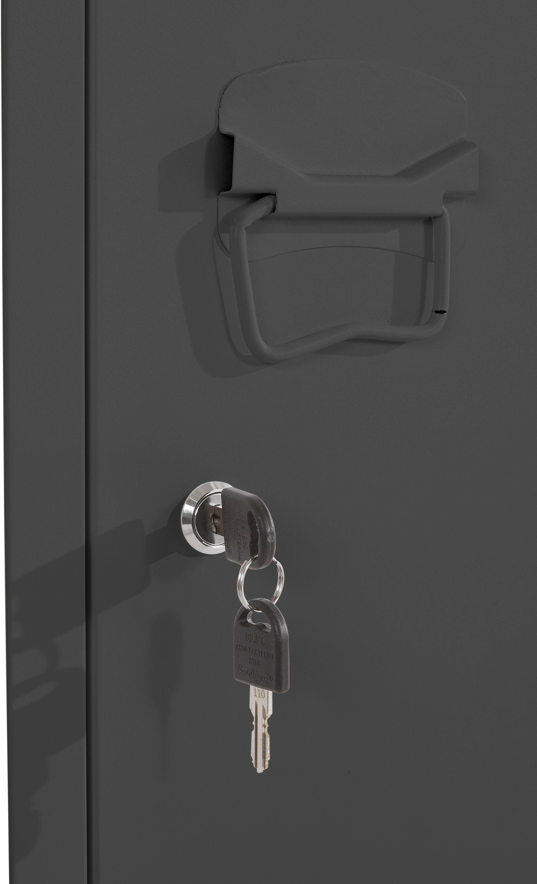 hinter schwarz cm andas Höhe Midischrank Jensjorg Midischrank Tür, Metall, aus 2 der Einlegeböden 137 x